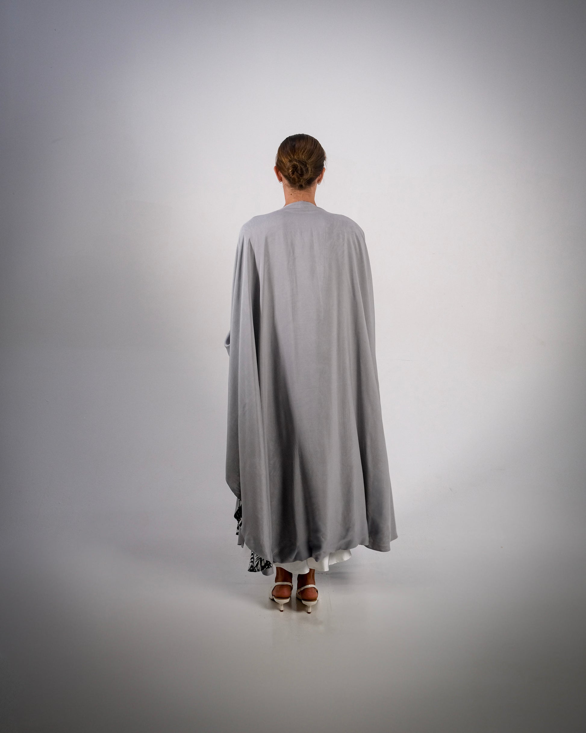Grey Print Cotton Reversible Abaya - SOLD