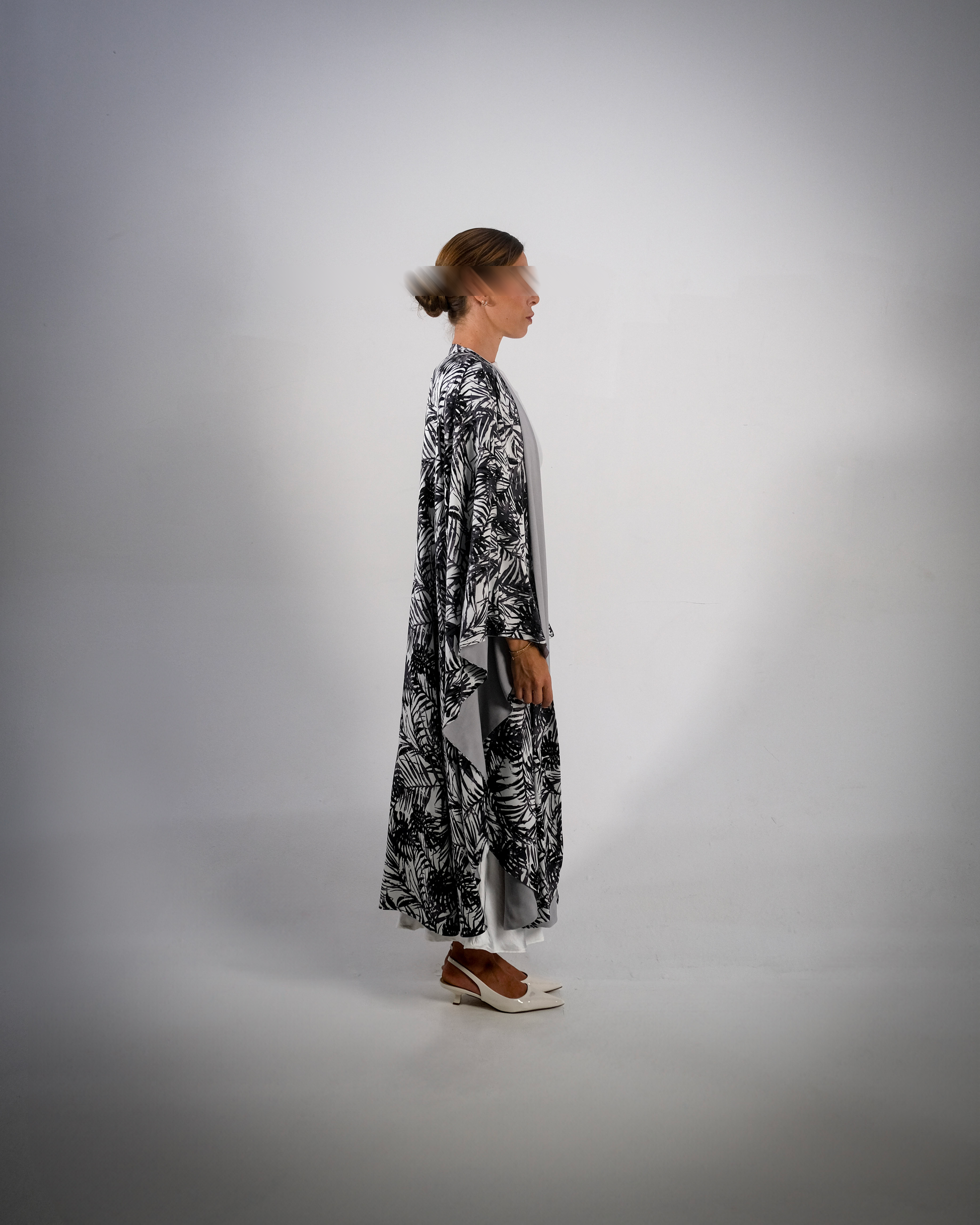 Grey Print Cotton Reversible Abaya - SOLD
