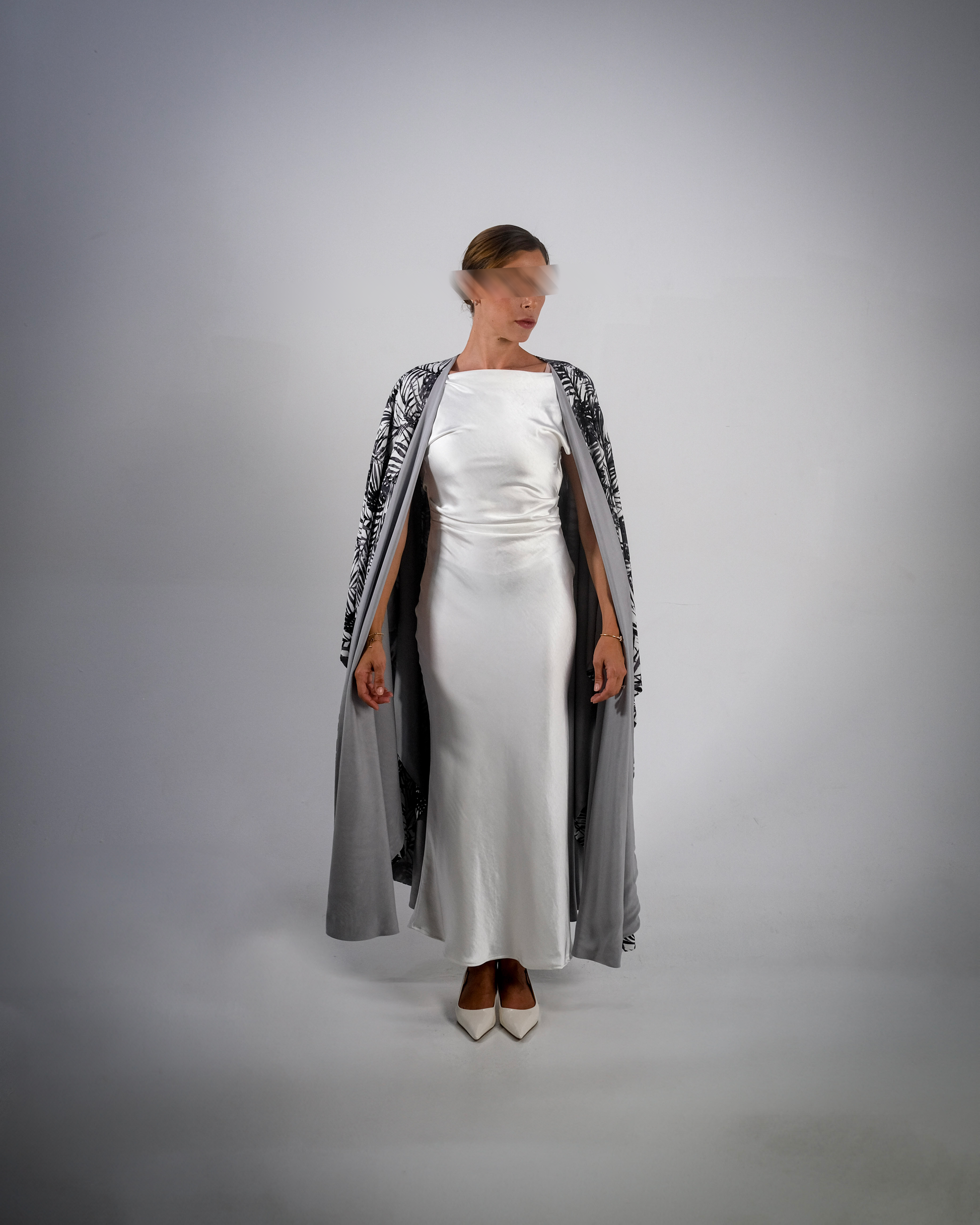 Grey Print Cotton Reversible Abaya - SOLD