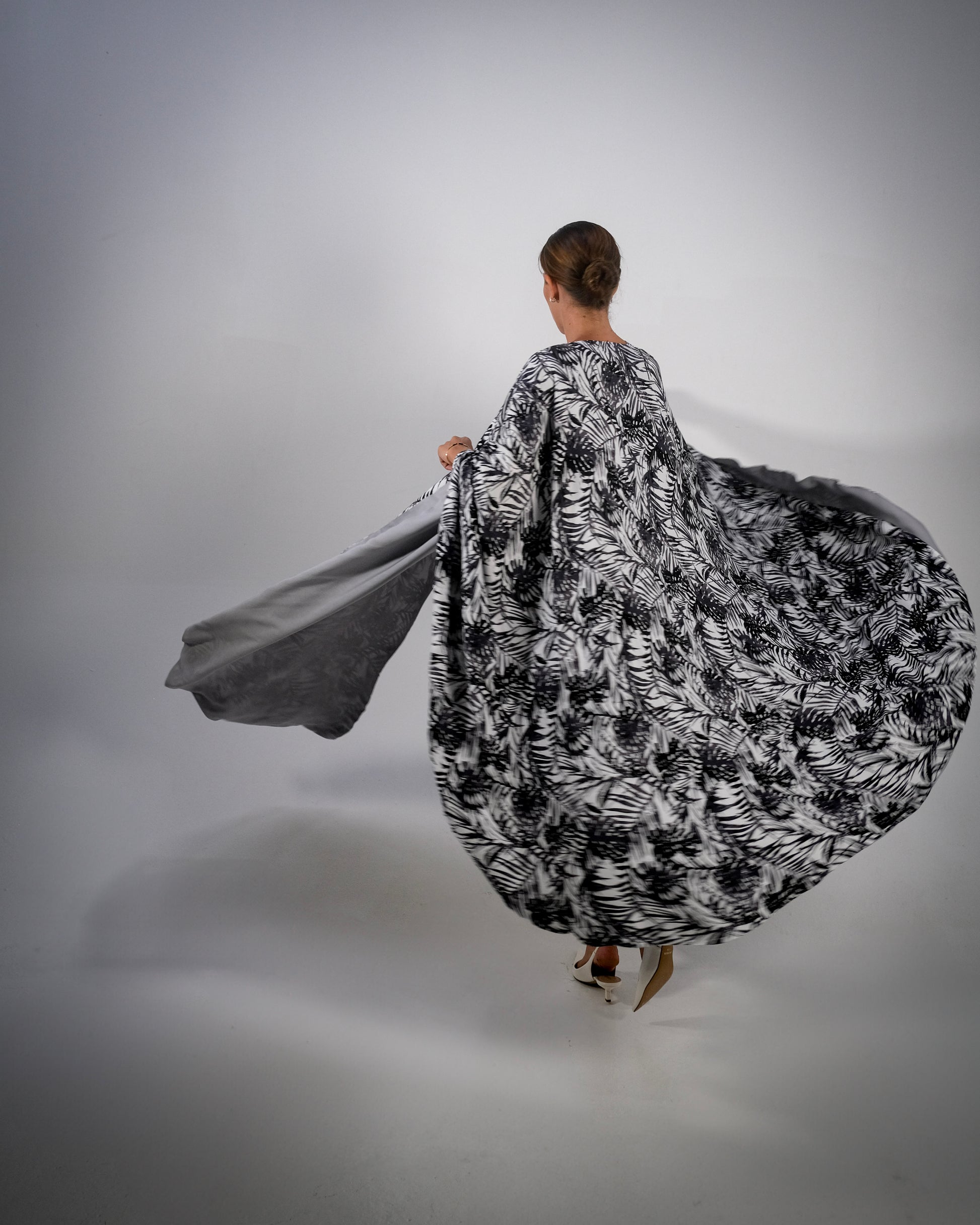 Grey Print Cotton Reversible Abaya - SOLD