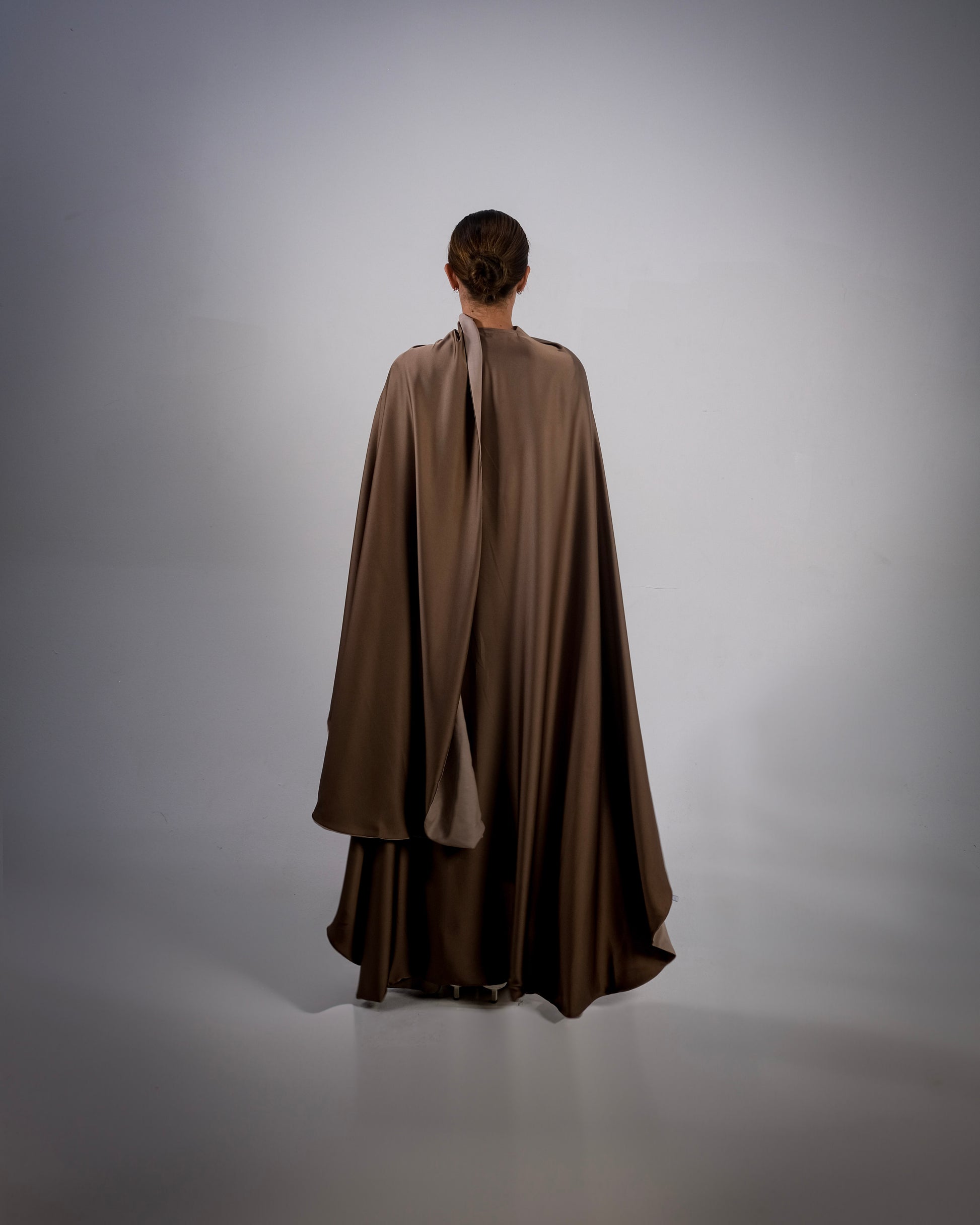 Mocha Silky Satin Reversible Abaya