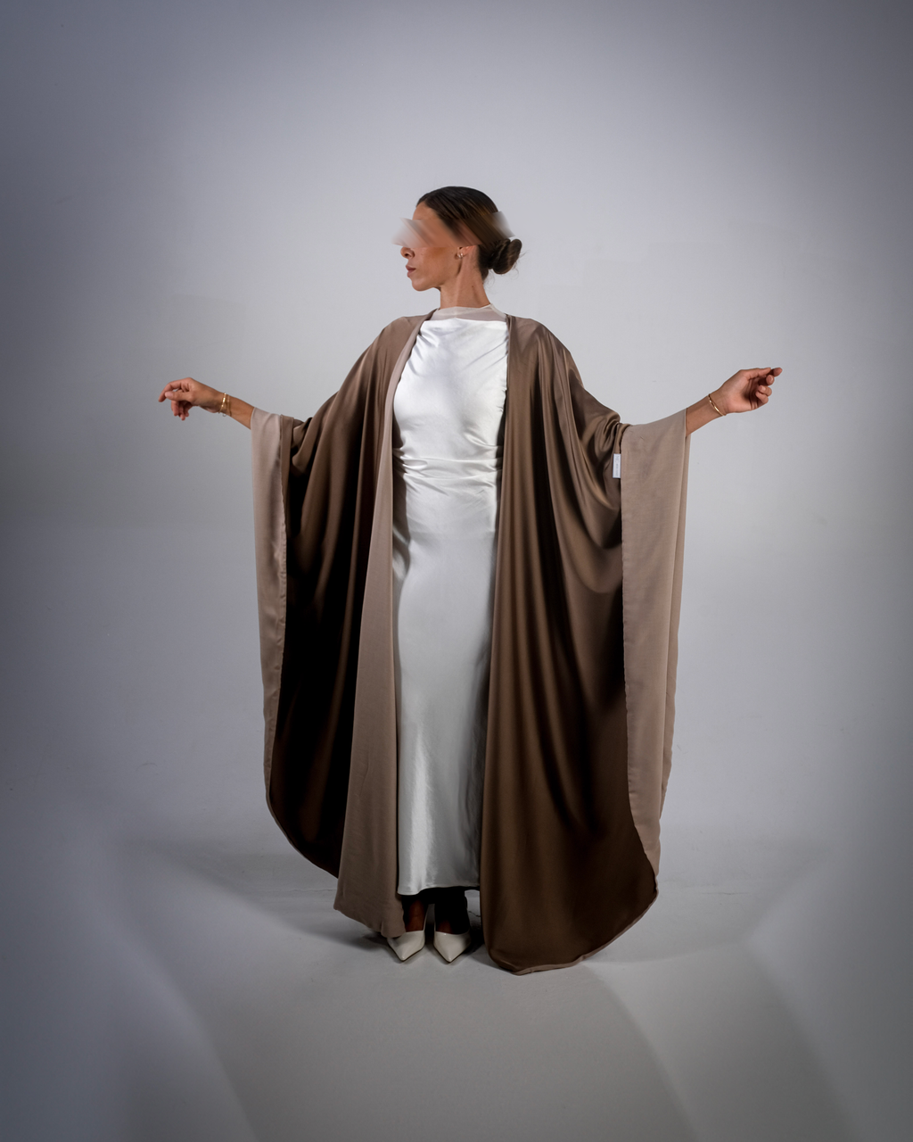 Mocha Silky Satin Reversible Abaya
