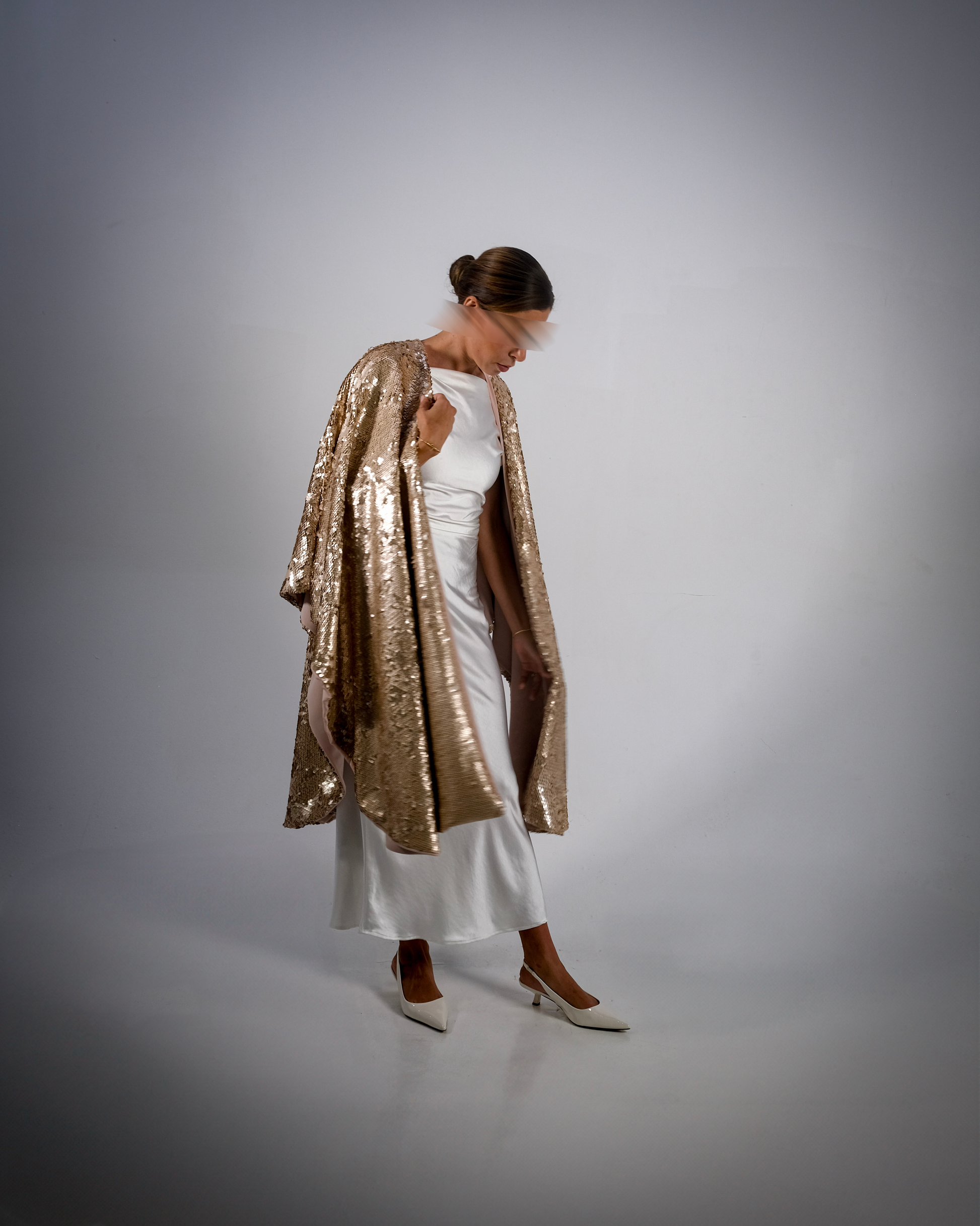 EMBER- Crème Sequin Open Abaya