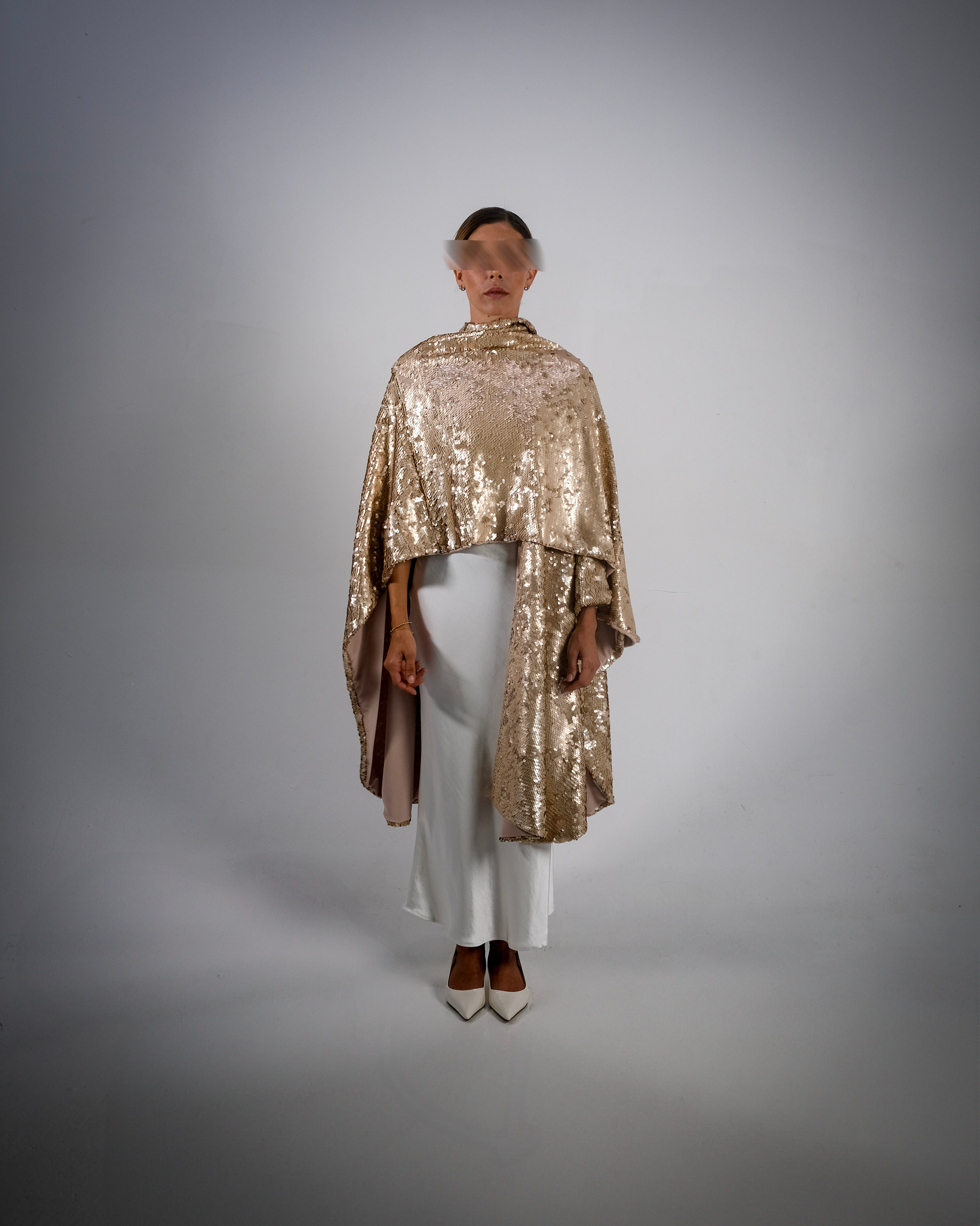 EMBER- Crème Sequin Open Abaya