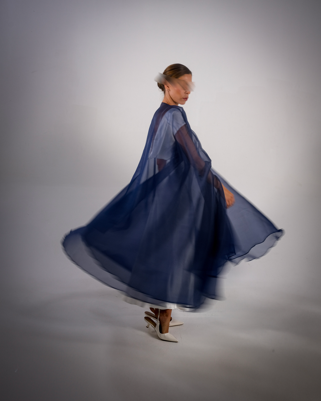 SIDRA- Navy Pure Silk Organza Abaya