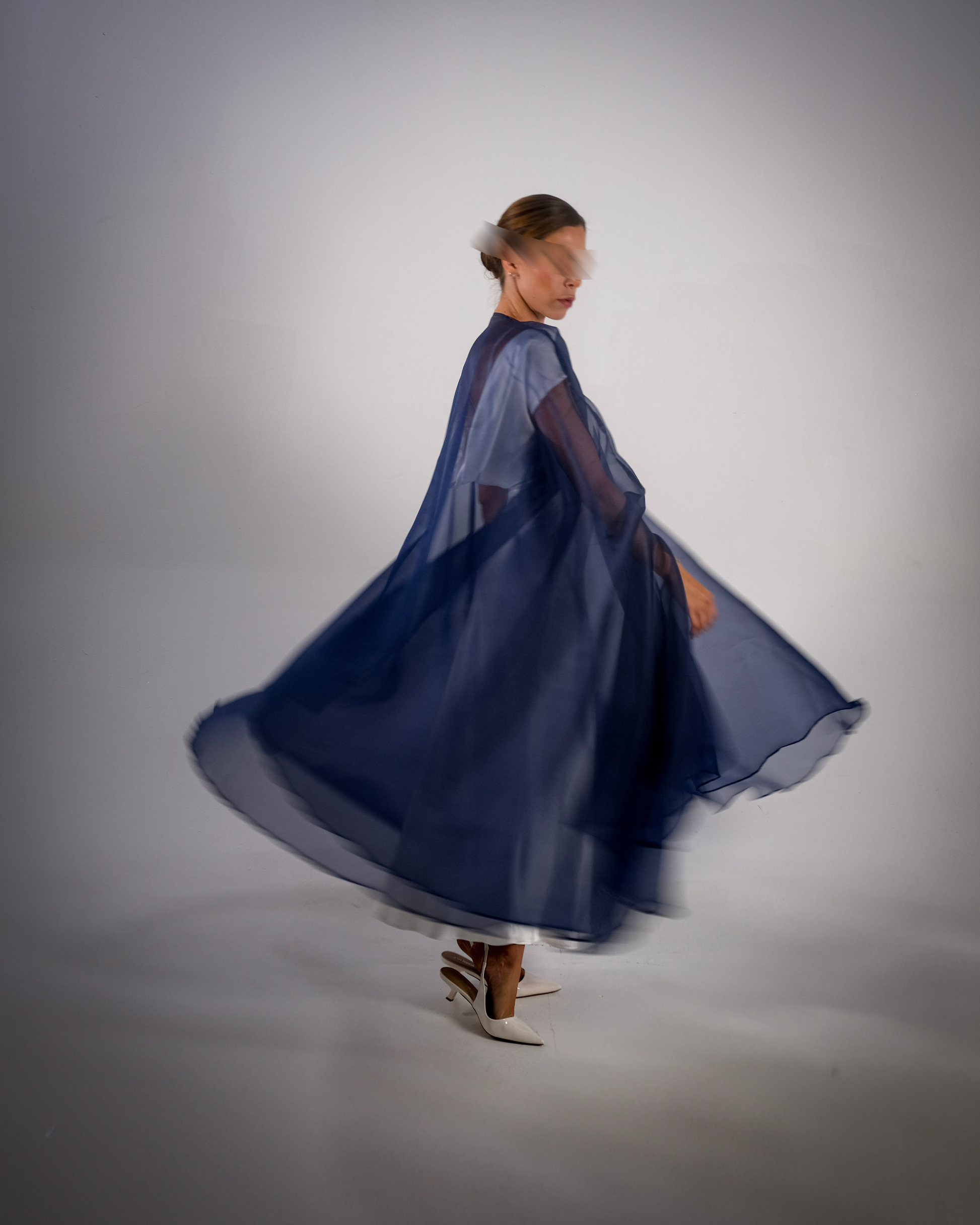 SIDRA- Navy Pure Silk Organza Abaya