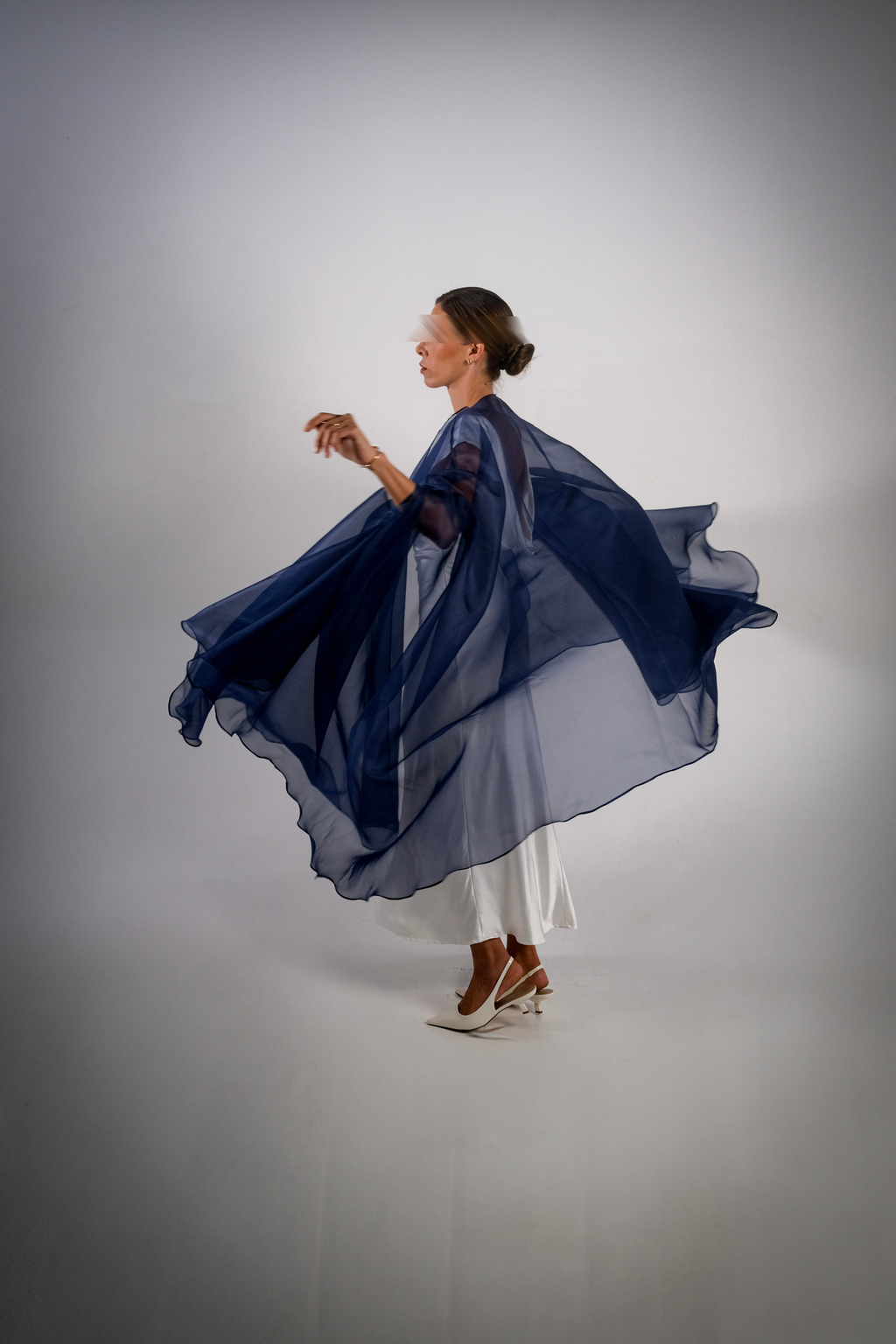 SIDRA- Navy Pure Silk Organza Abaya