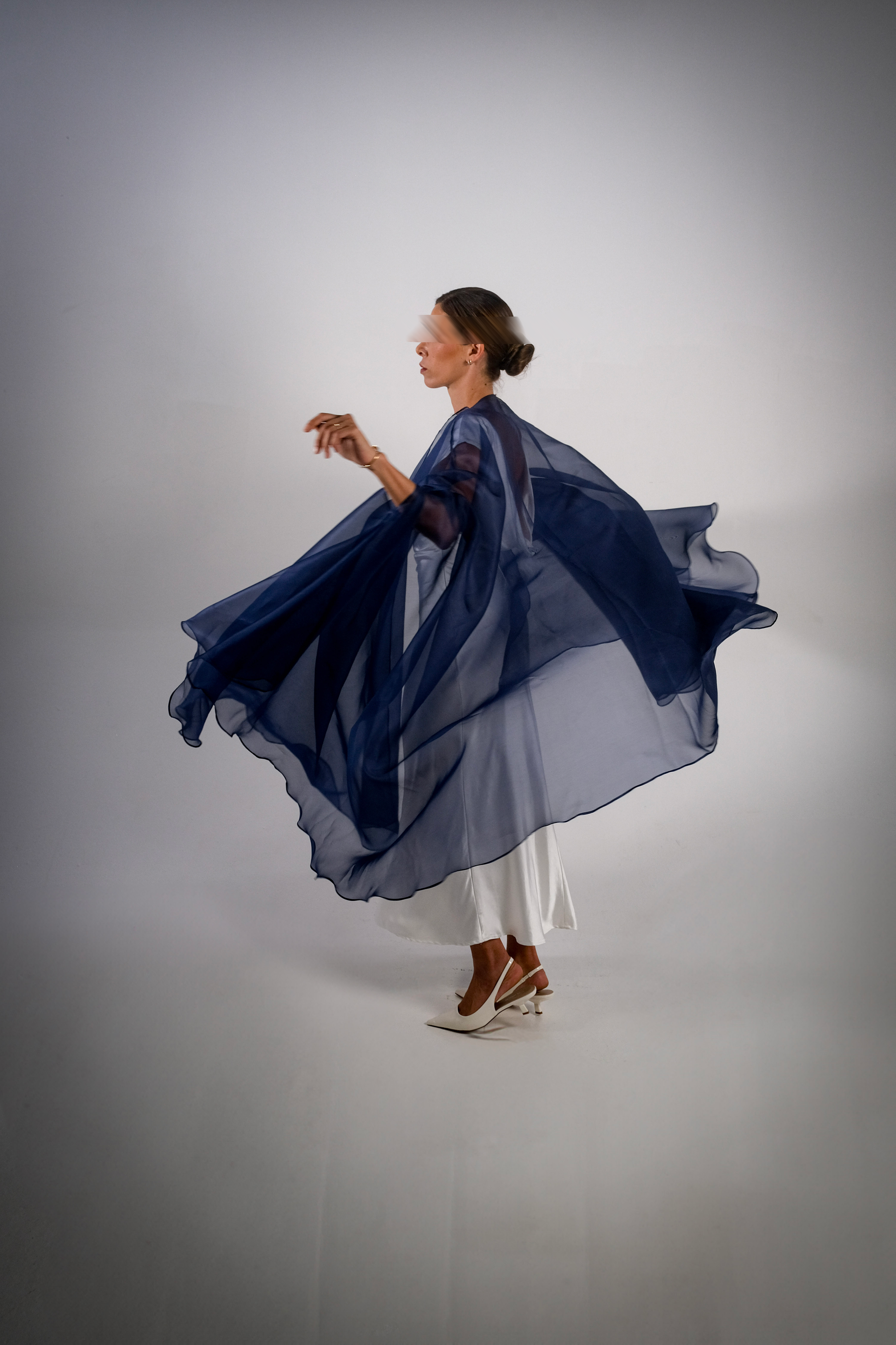SIDRA- Navy Pure Silk Organza Abaya