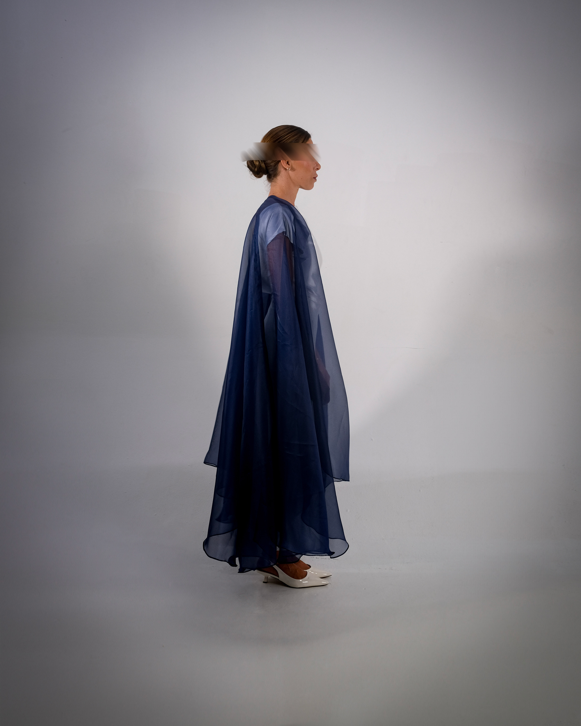 SIDRA- Navy Pure Silk Organza Abaya