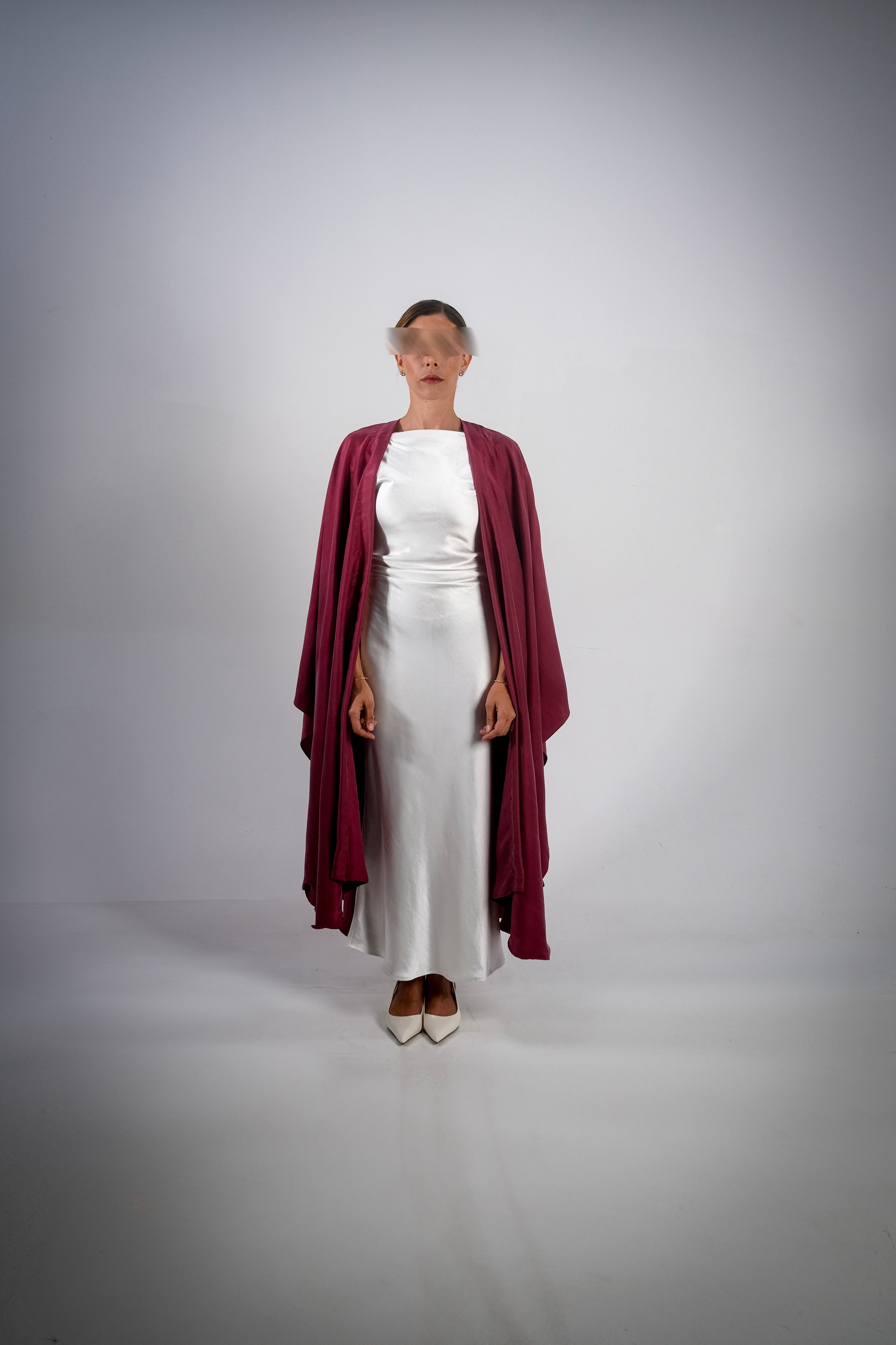 ZEPHYR- Maroon Pure Silk Open Abaya