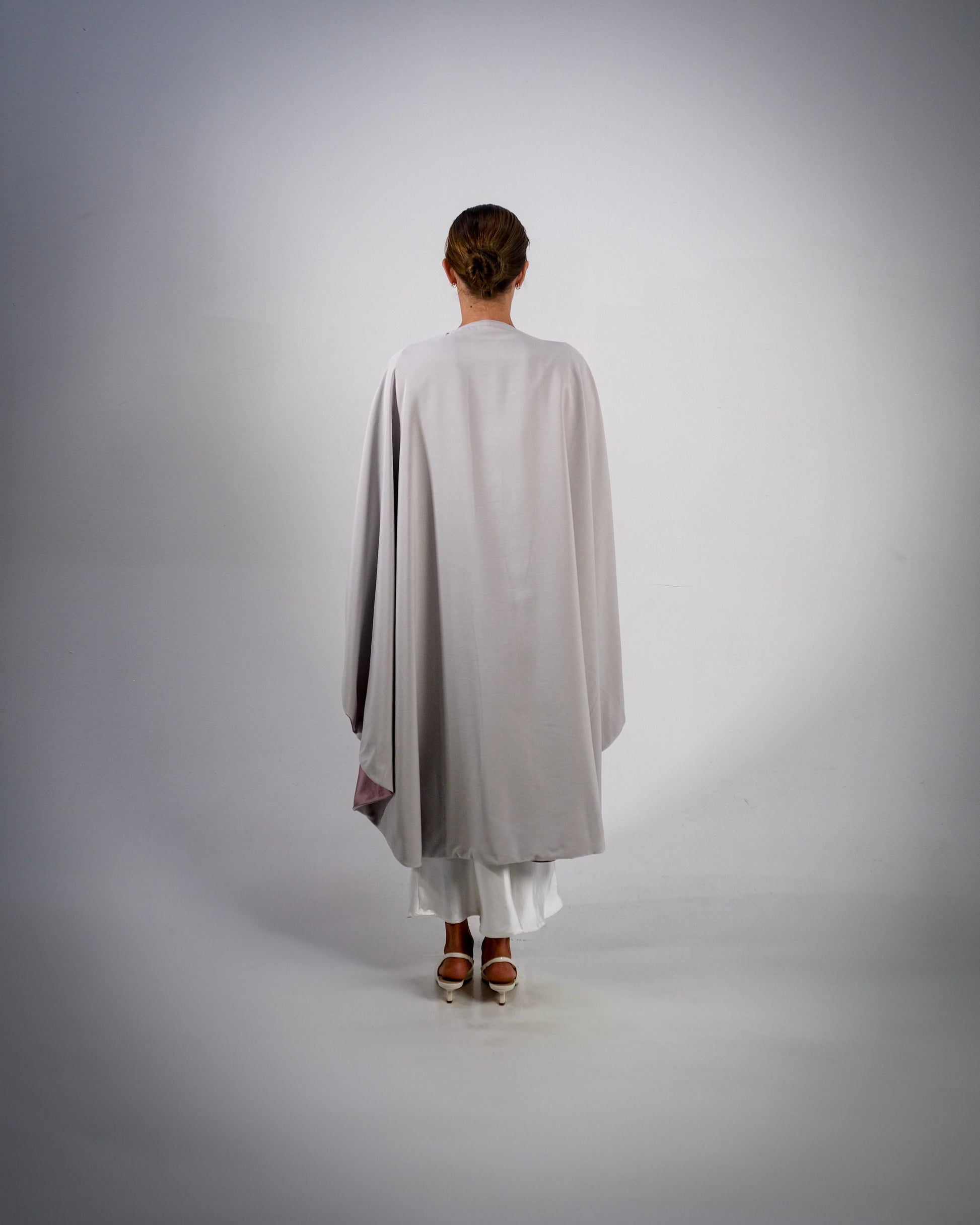 Lilac Silky Satin Reversible Abaya