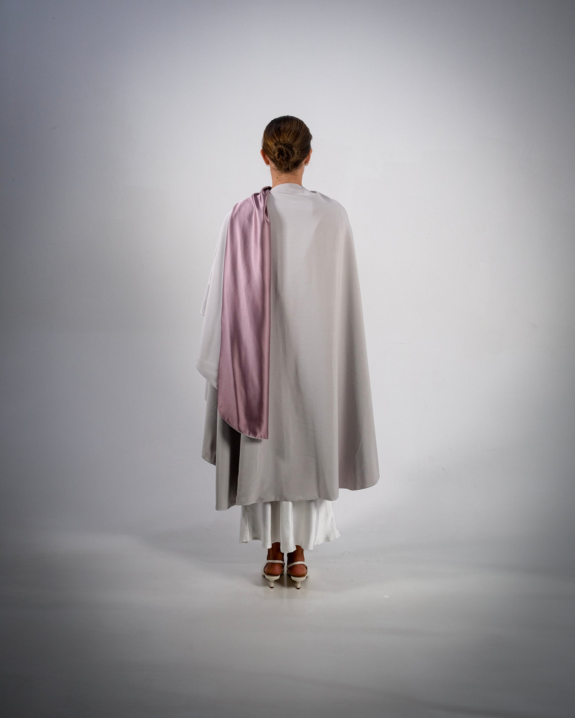 Lilac Silky Satin Reversible Abaya