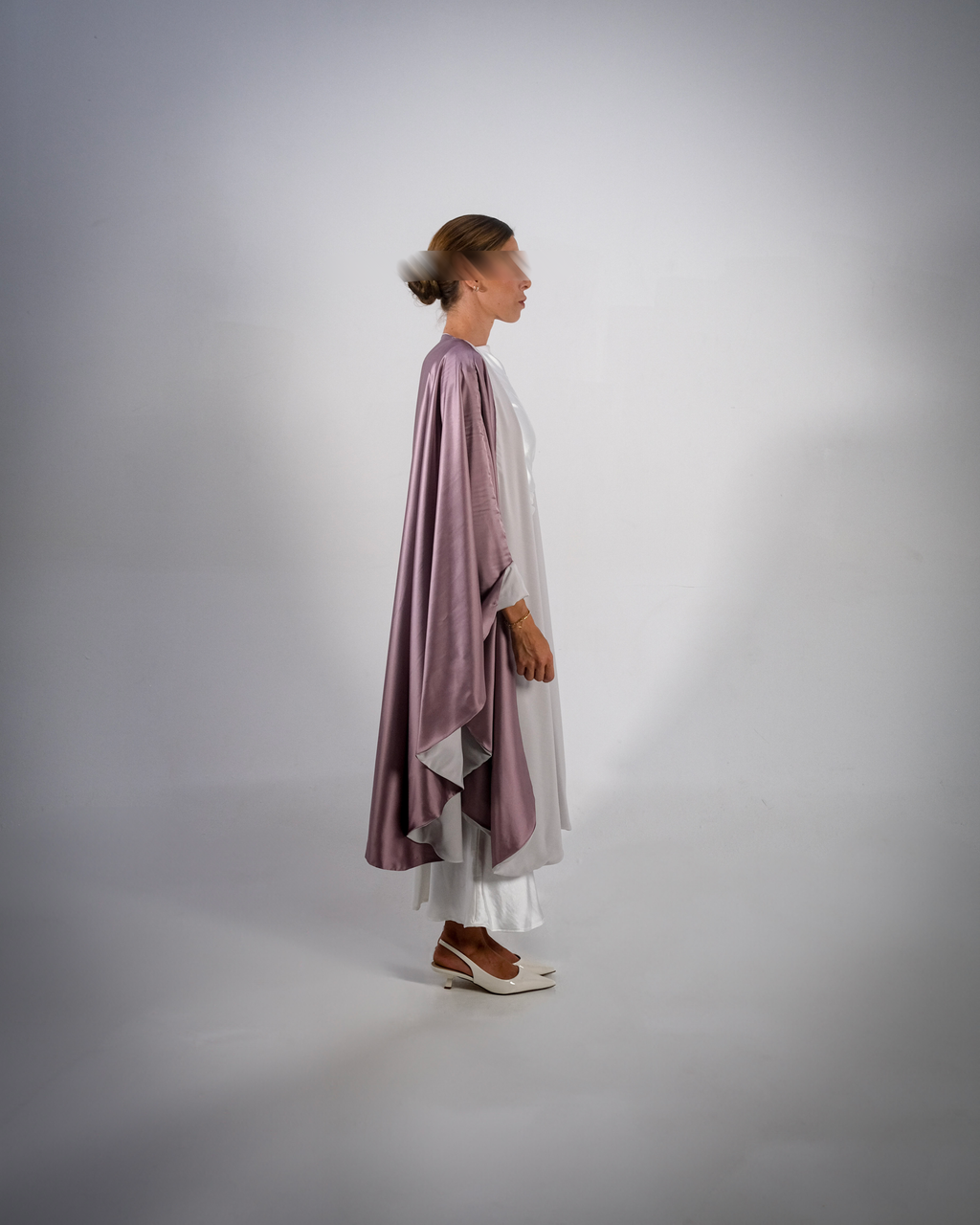 Lilac Silky Satin Reversible Abaya