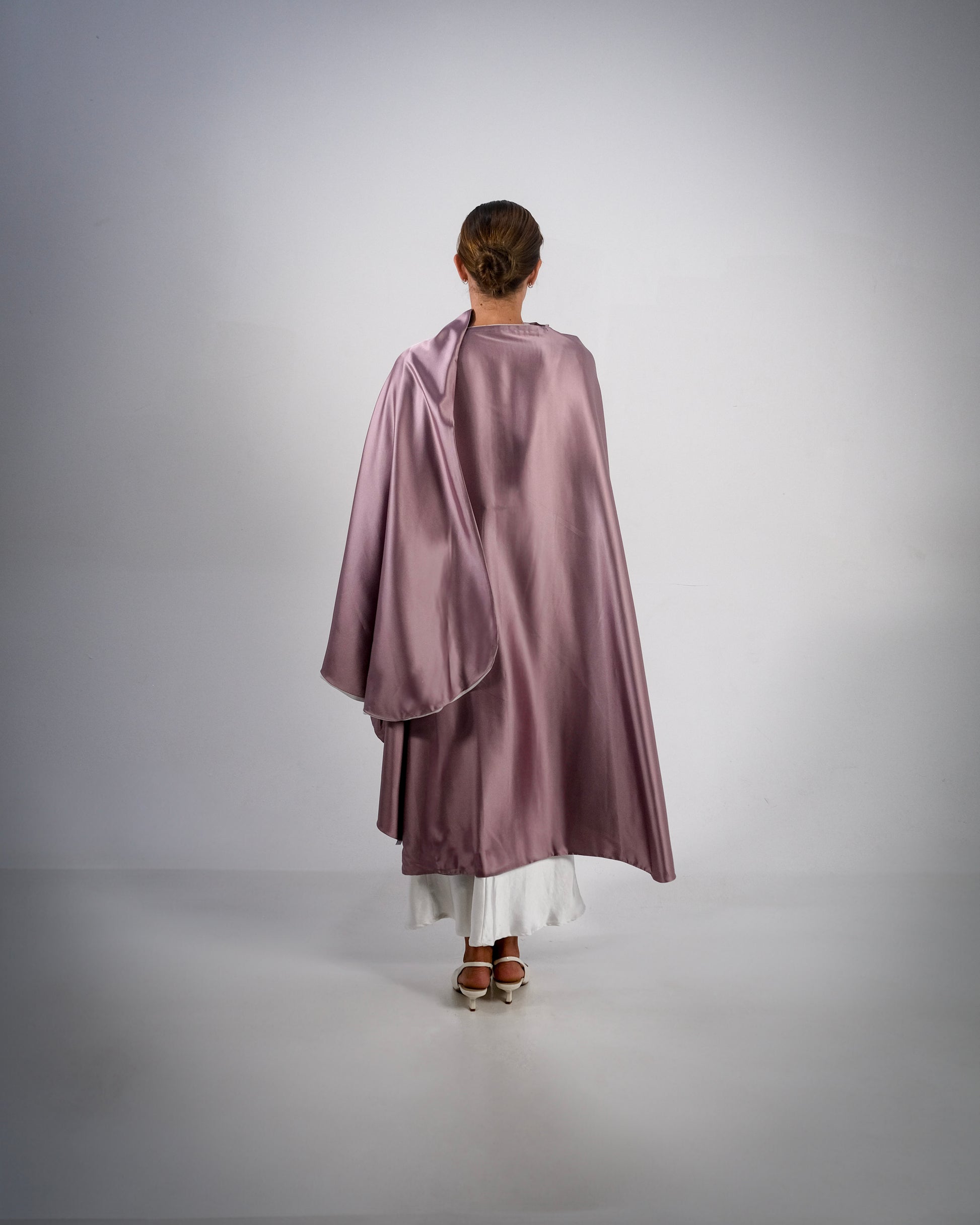 Lilac Silky Satin Reversible Abaya