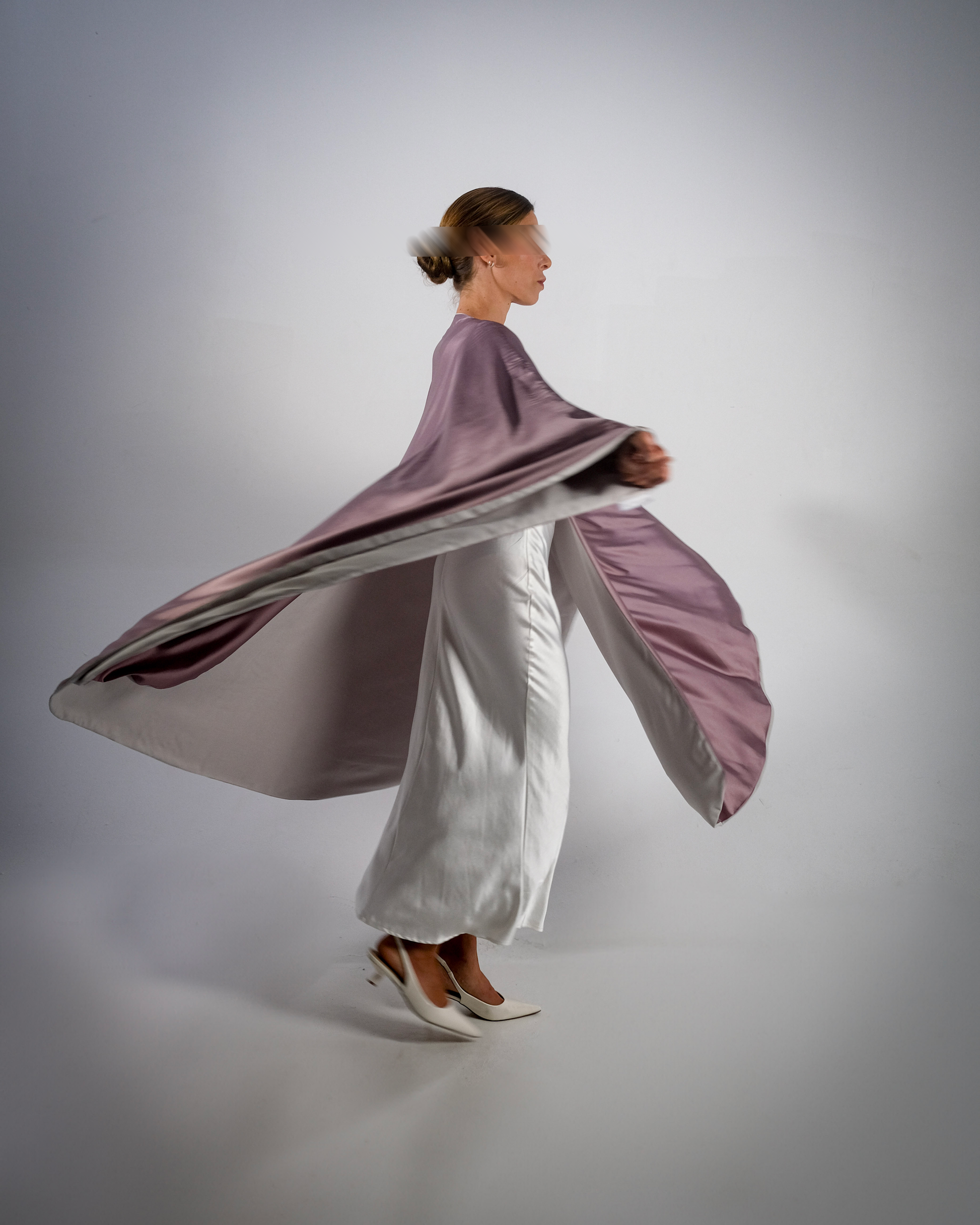 Lilac Silky Satin Reversible Abaya