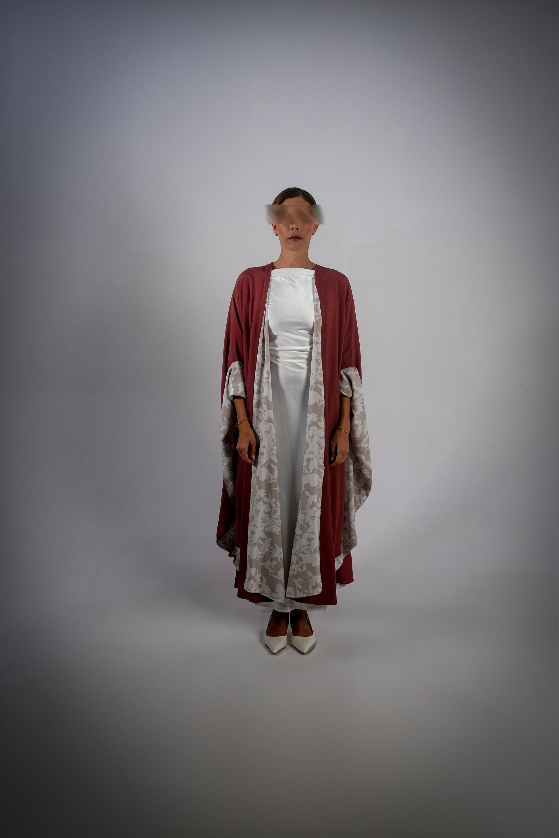 Mud Red Cotton Print Reversible Abaya