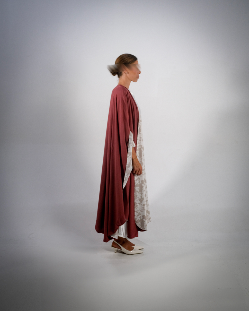 Mud Red Cotton Print Reversible Abaya