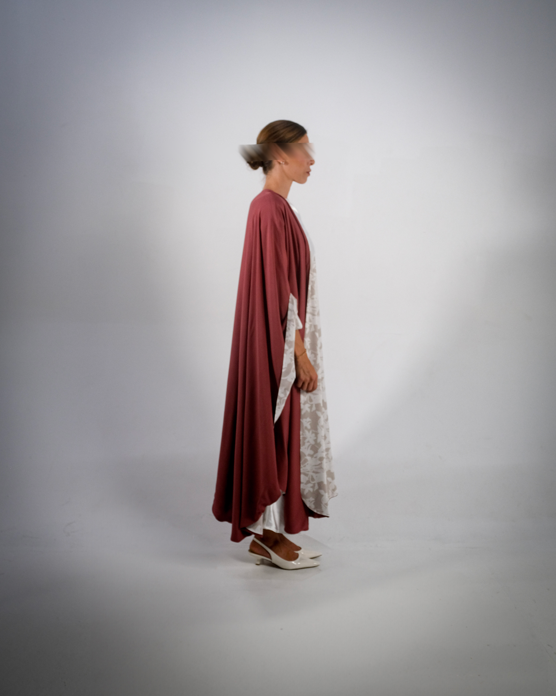 Mud Red Cotton Print Reversible Abaya