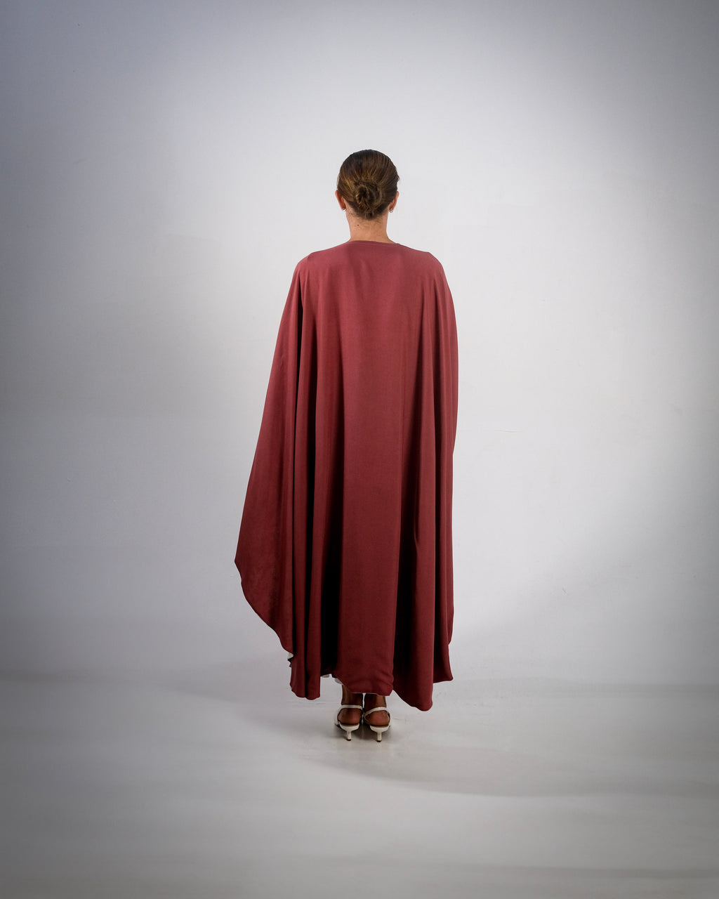 Mud Red Cotton Print Reversible Abaya