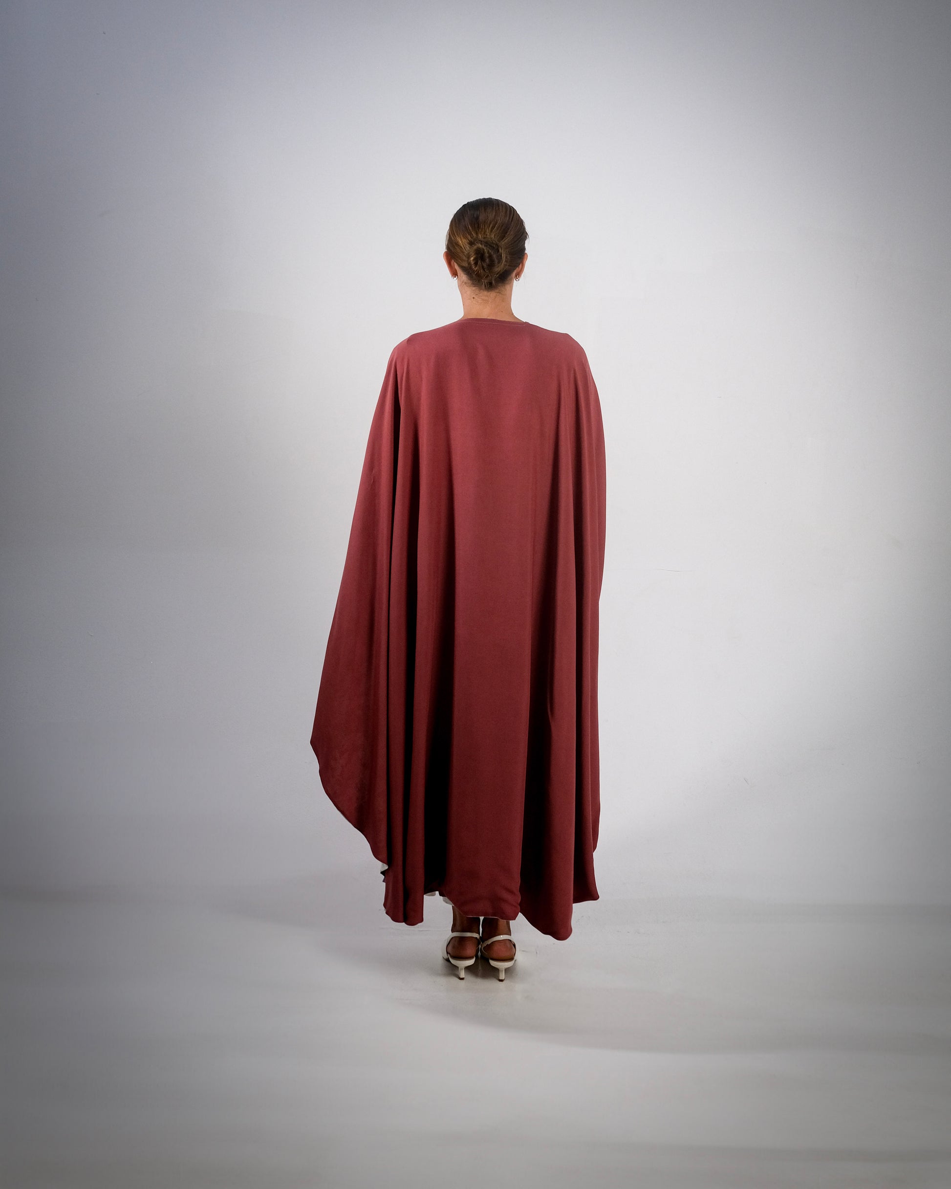 Mud Red Cotton Print Reversible Abaya