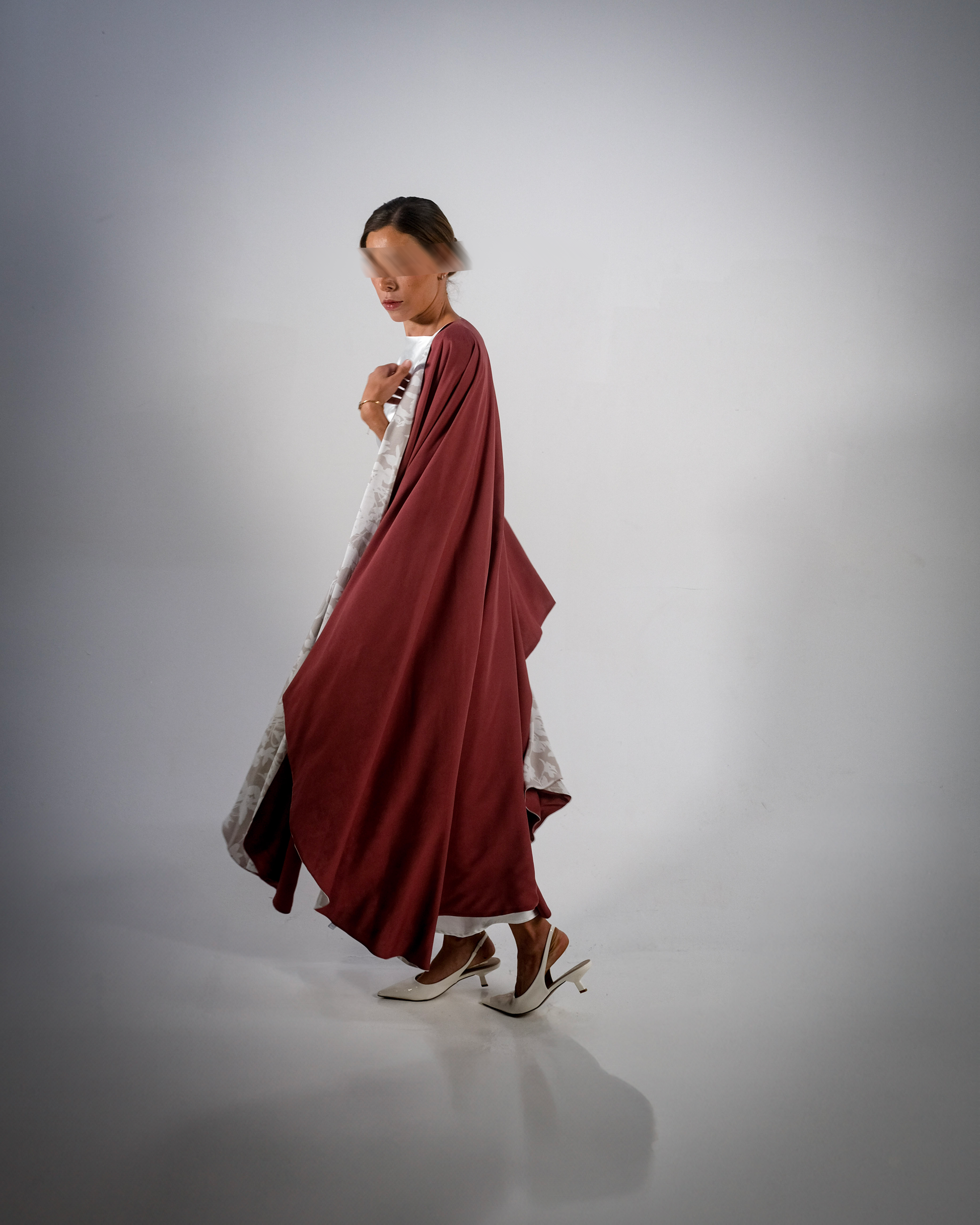 Mud Red Cotton Print Reversible Abaya