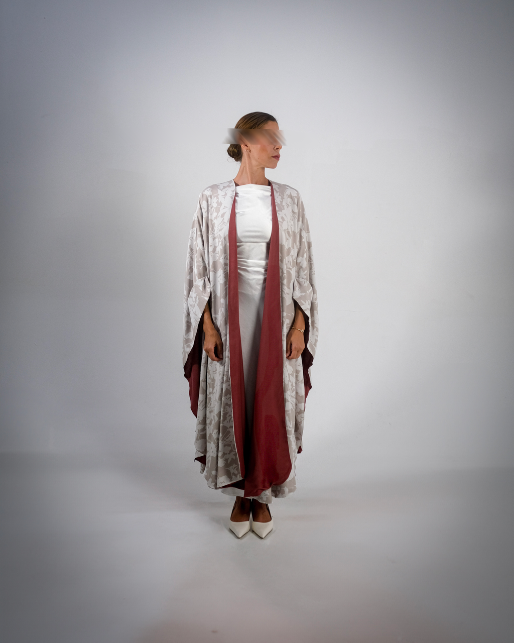 Mud Red Cotton Print Reversible Abaya