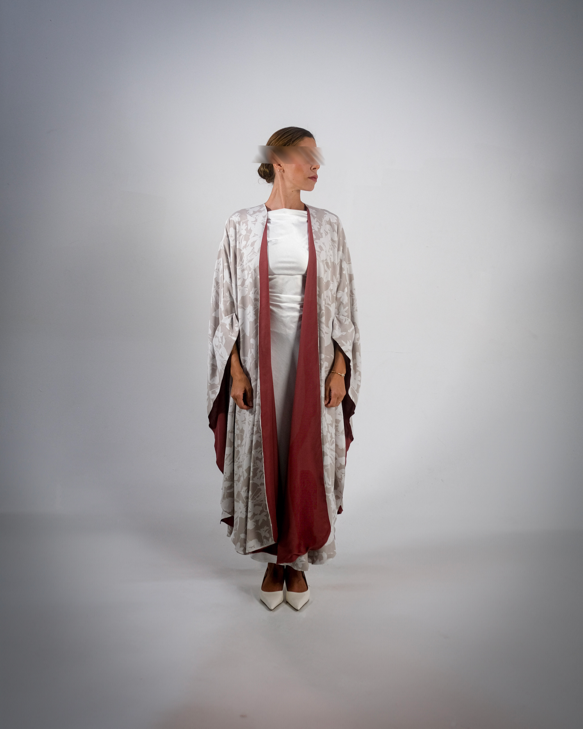 Mud Red Cotton Print Reversible Abaya