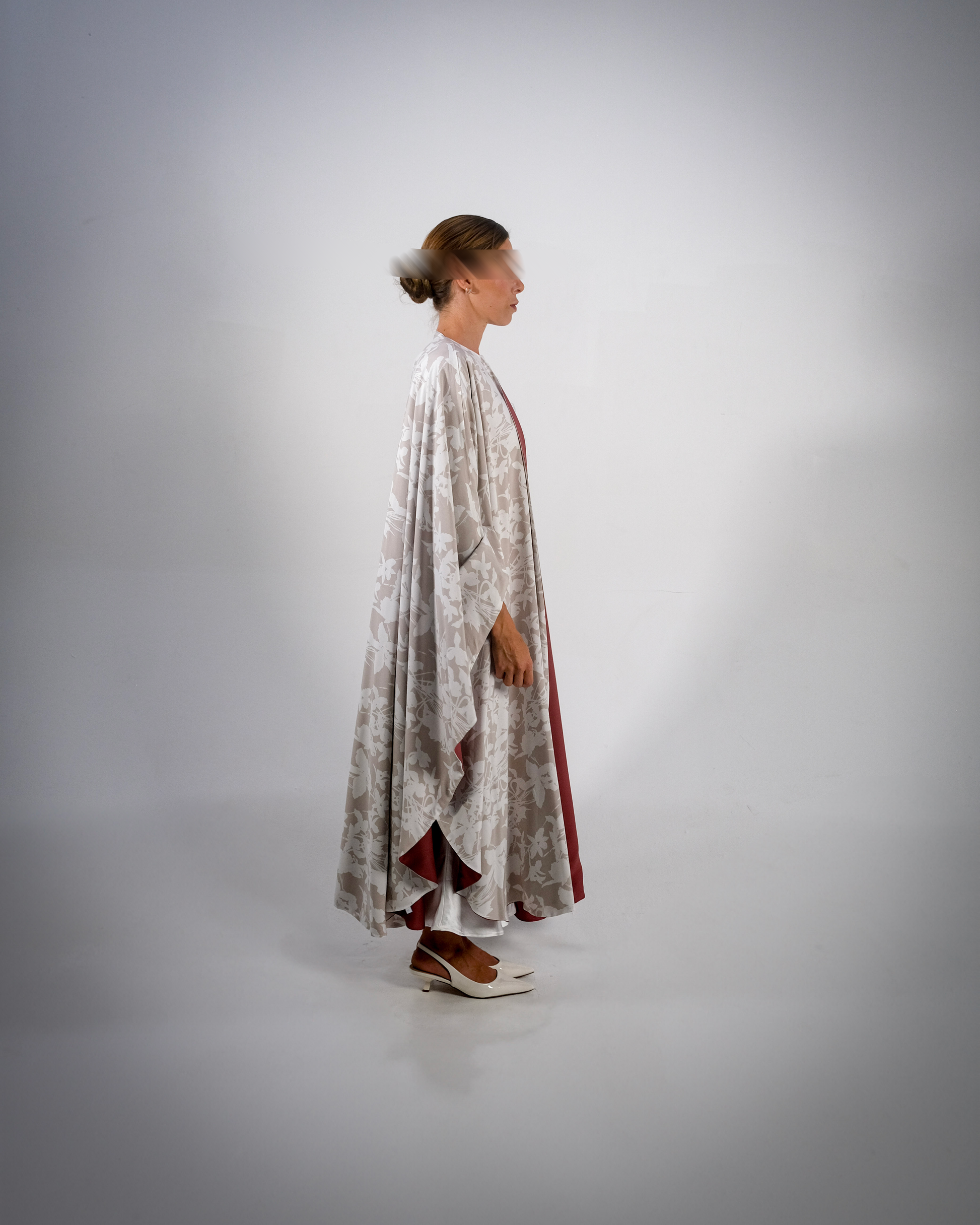 Mud Red Cotton Print Reversible Abaya