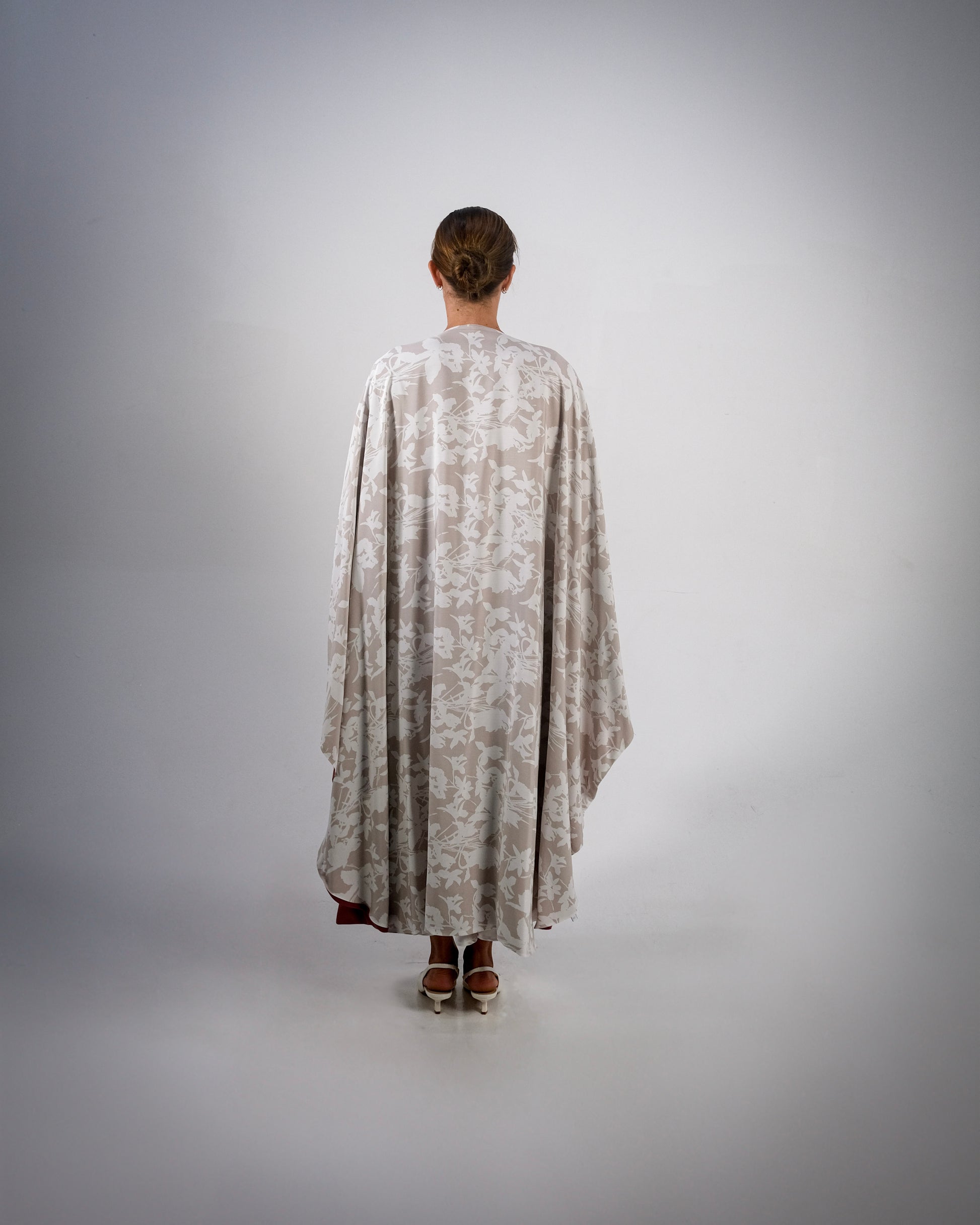 Mud Red Cotton Print Reversible Abaya