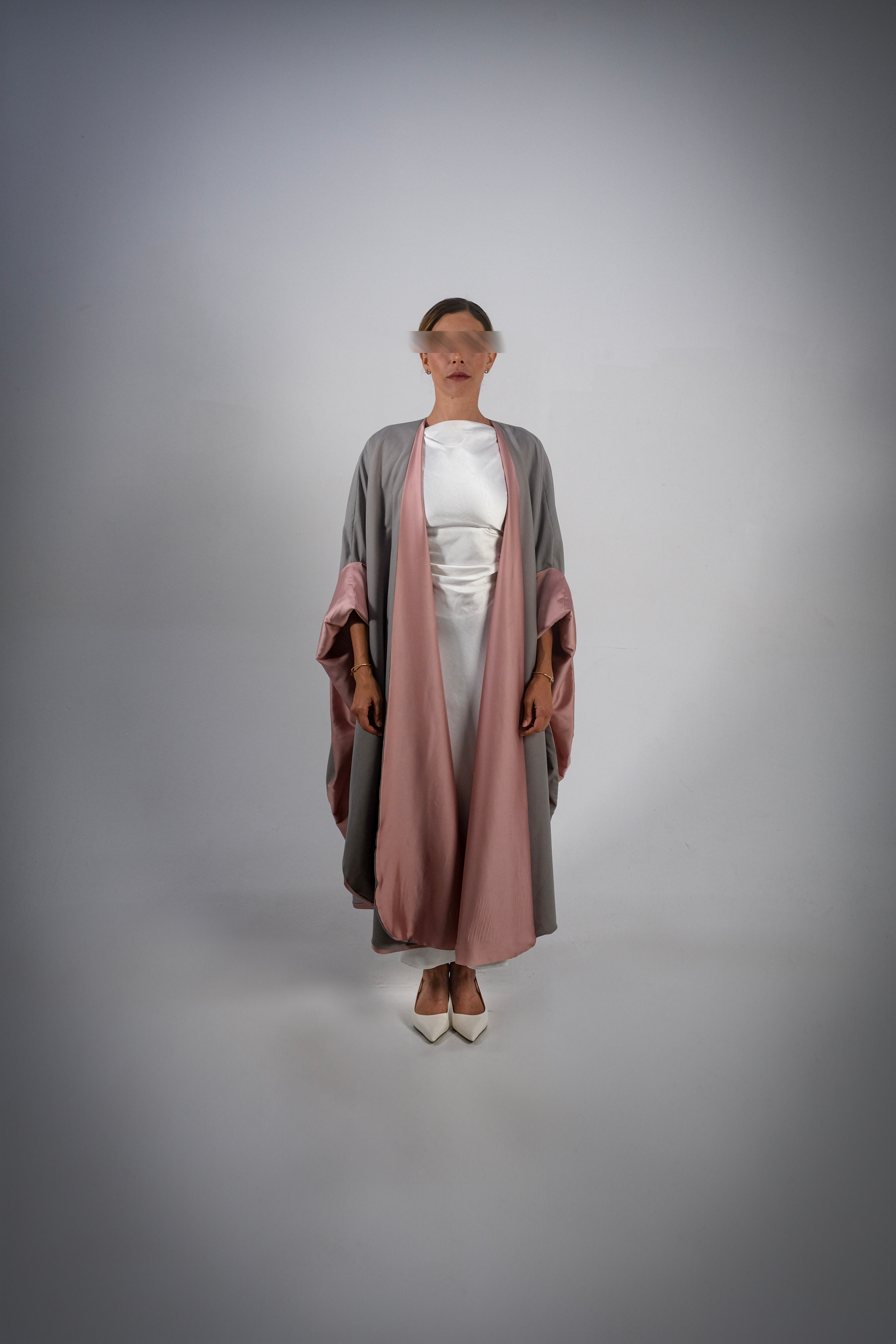 Dusty Pink Silky Satin Reversible Abaya