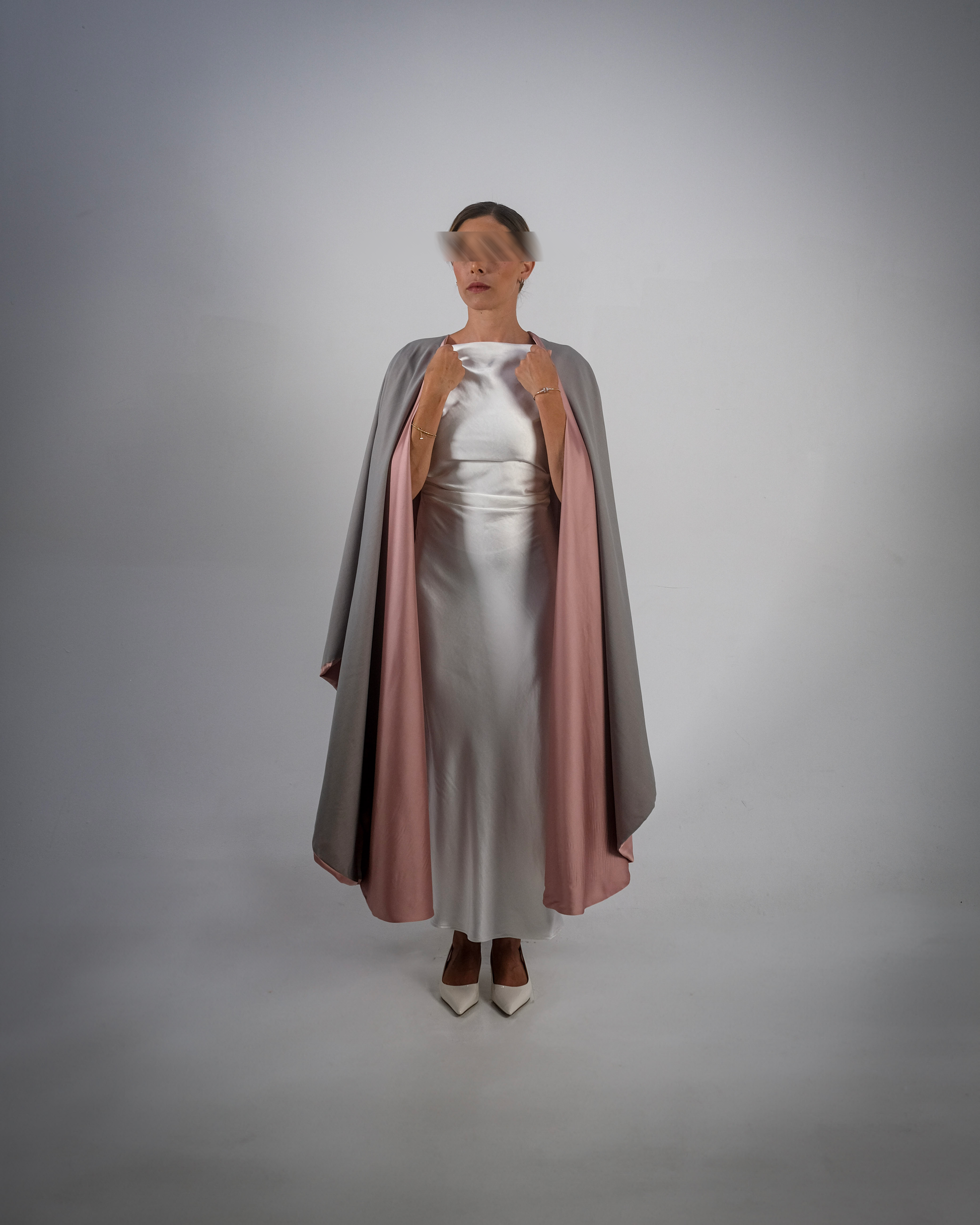 Dusty Pink Silky Satin Reversible Abaya