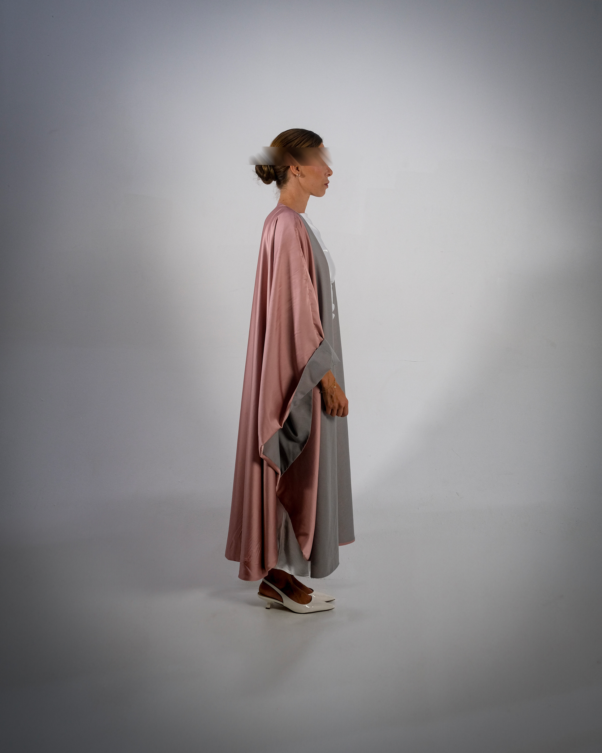 Dusty Pink Silky Satin Reversible Abaya