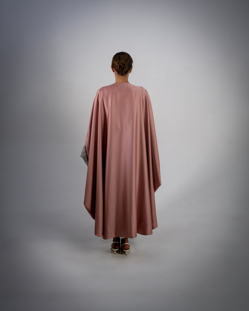 Dusty Pink Silky Satin Reversible Abaya
