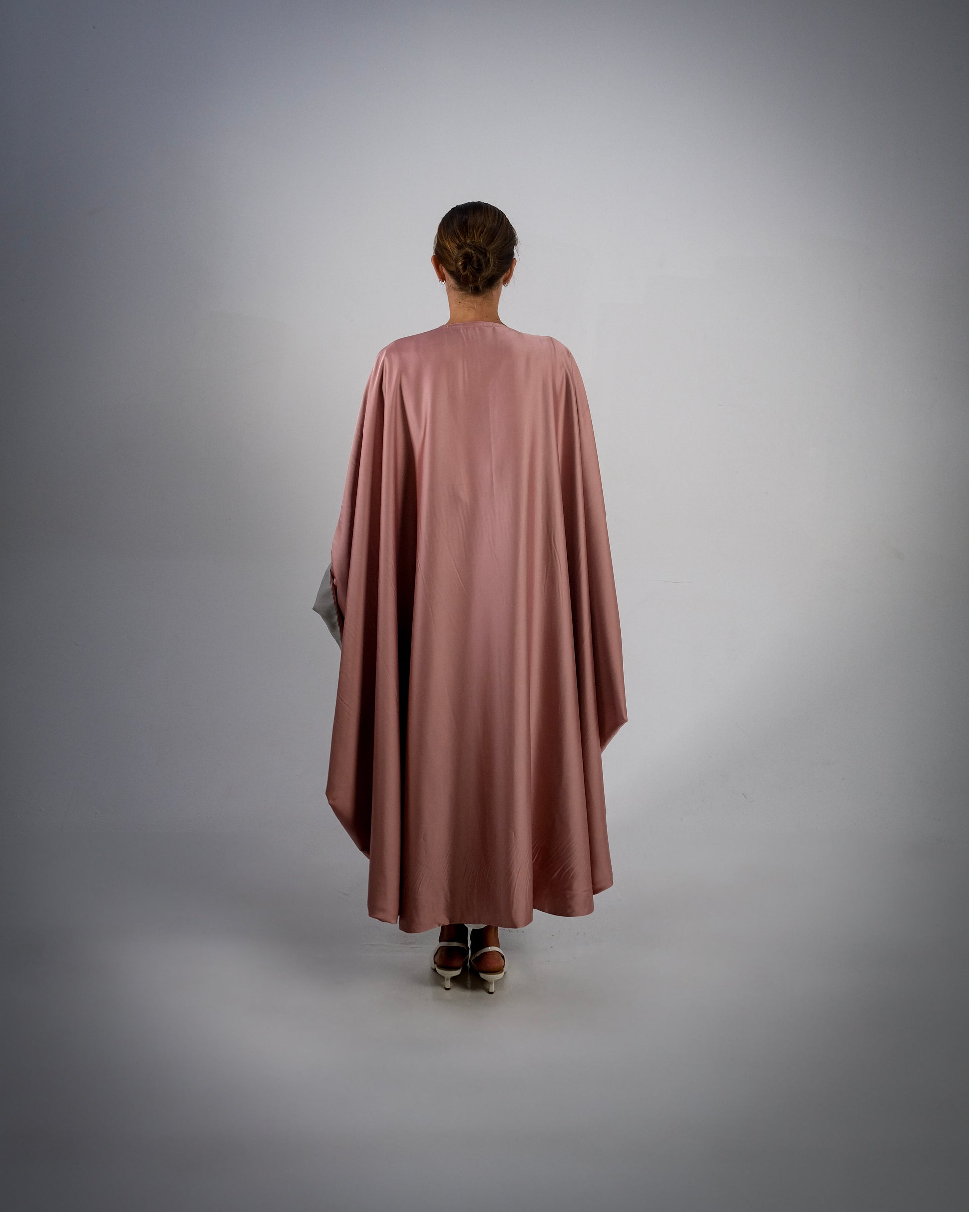 Dusty Pink Silky Satin Reversible Abaya