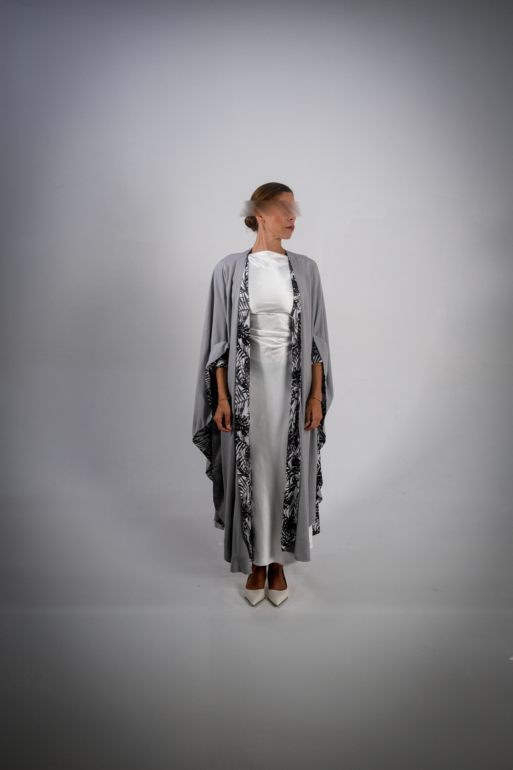 Grey Print Cotton Reversible Abaya - SOLD