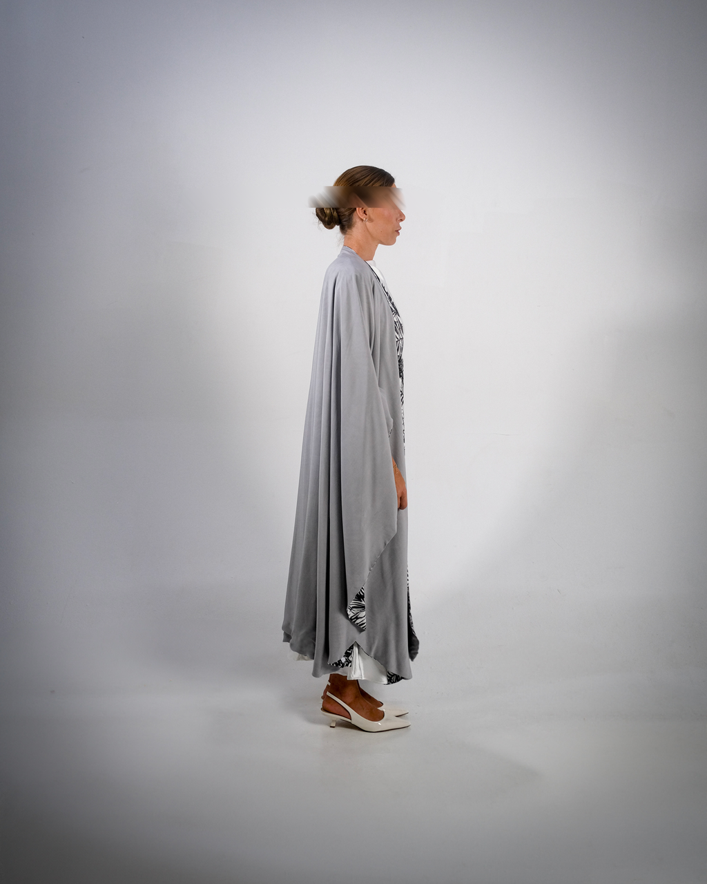 Grey Print Cotton Reversible Abaya - SOLD
