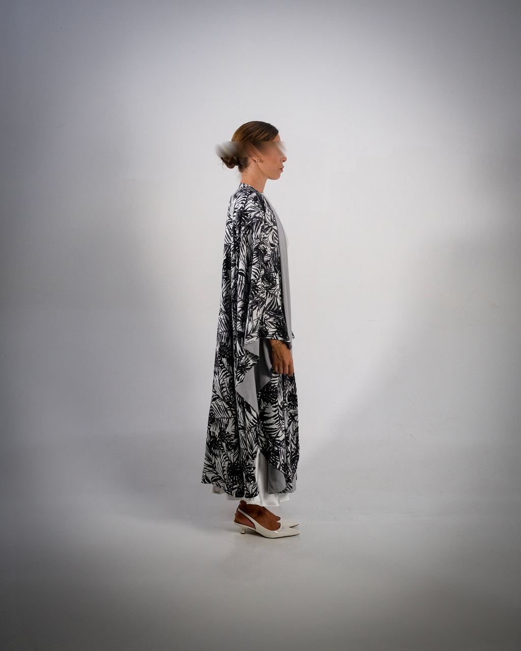 Grey Print Cotton Reversible Abaya - SOLD