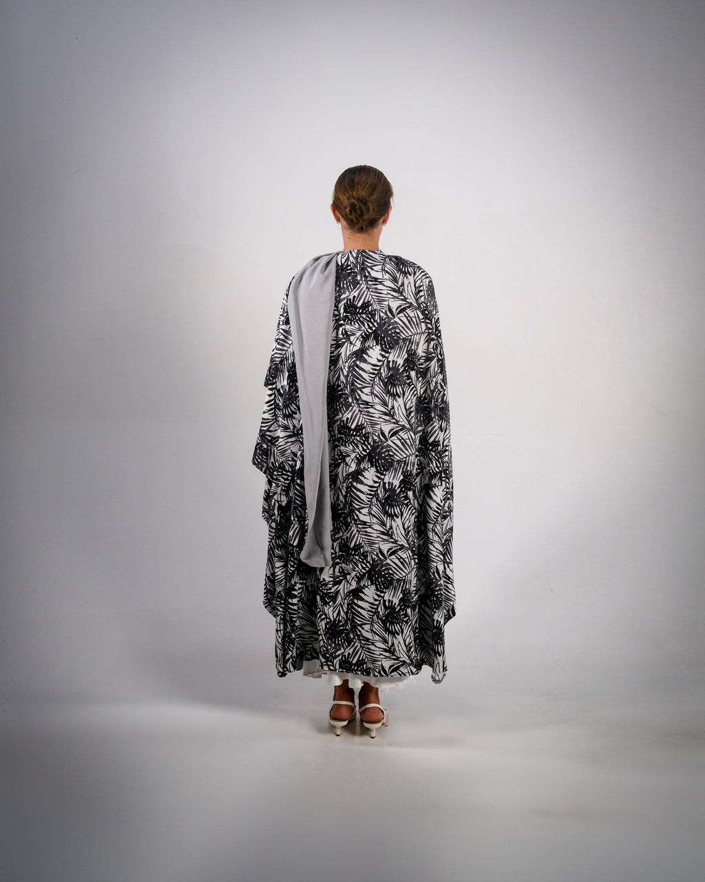 Grey Print Cotton Reversible Abaya - SOLD