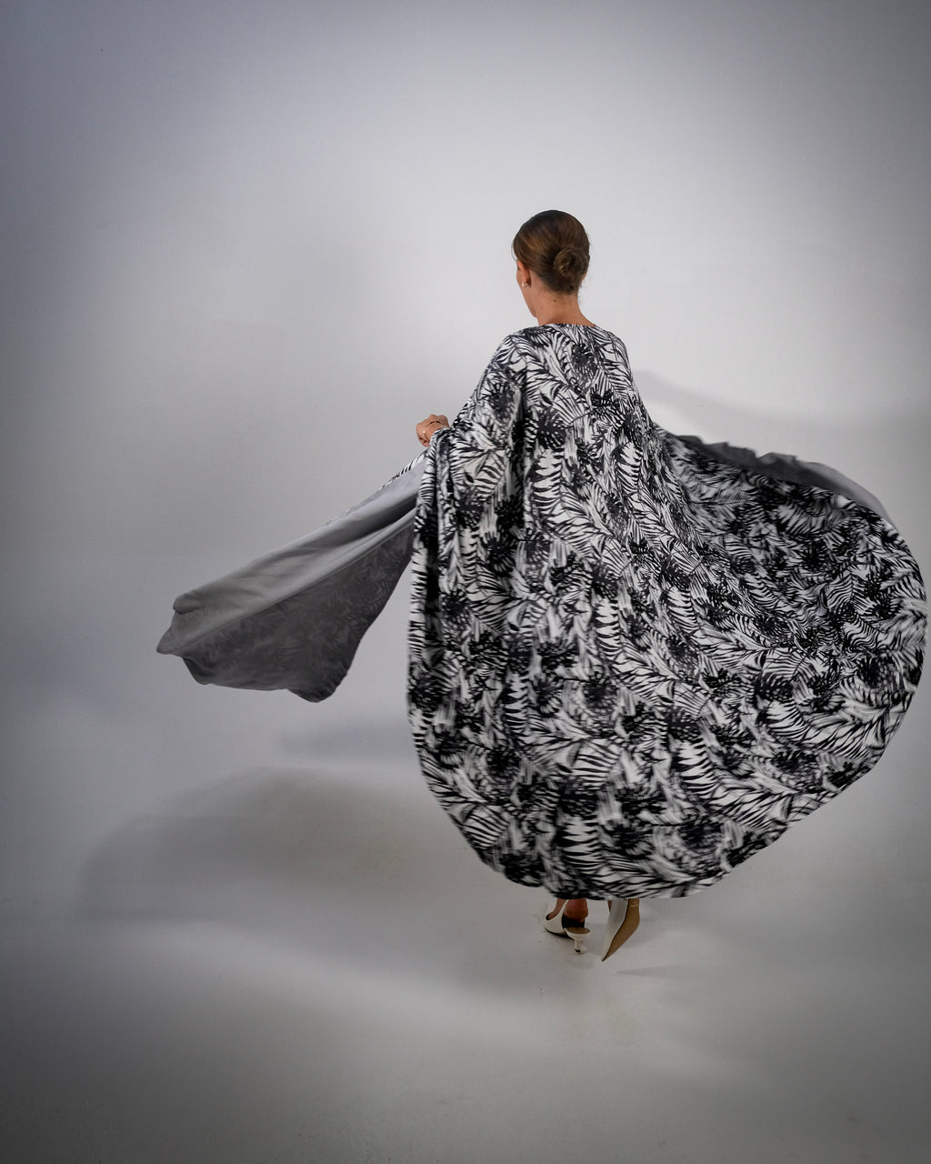 Grey Print Cotton Reversible Abaya - SOLD