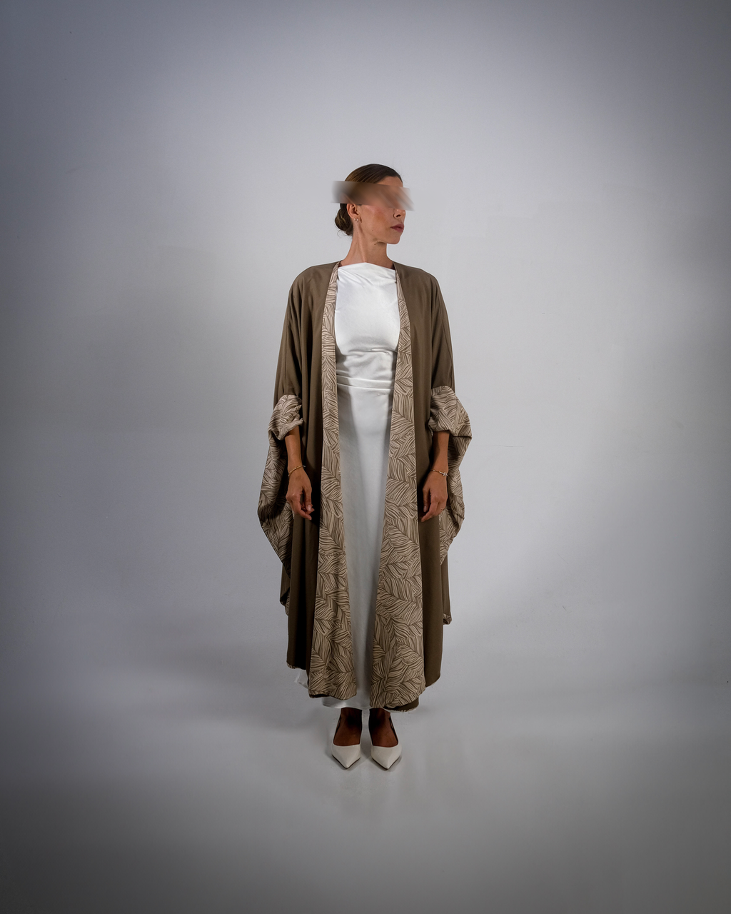 Olive Print Cotton Reversible Abaya