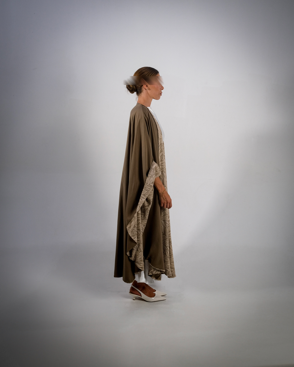 Olive Print Cotton Reversible Abaya