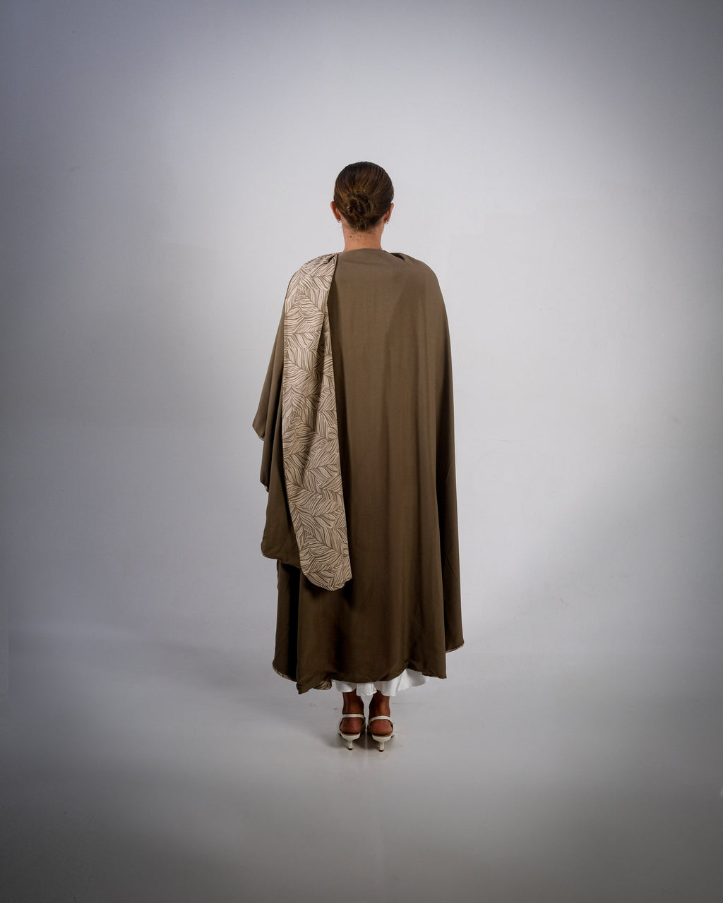 Olive Print Cotton Reversible Abaya