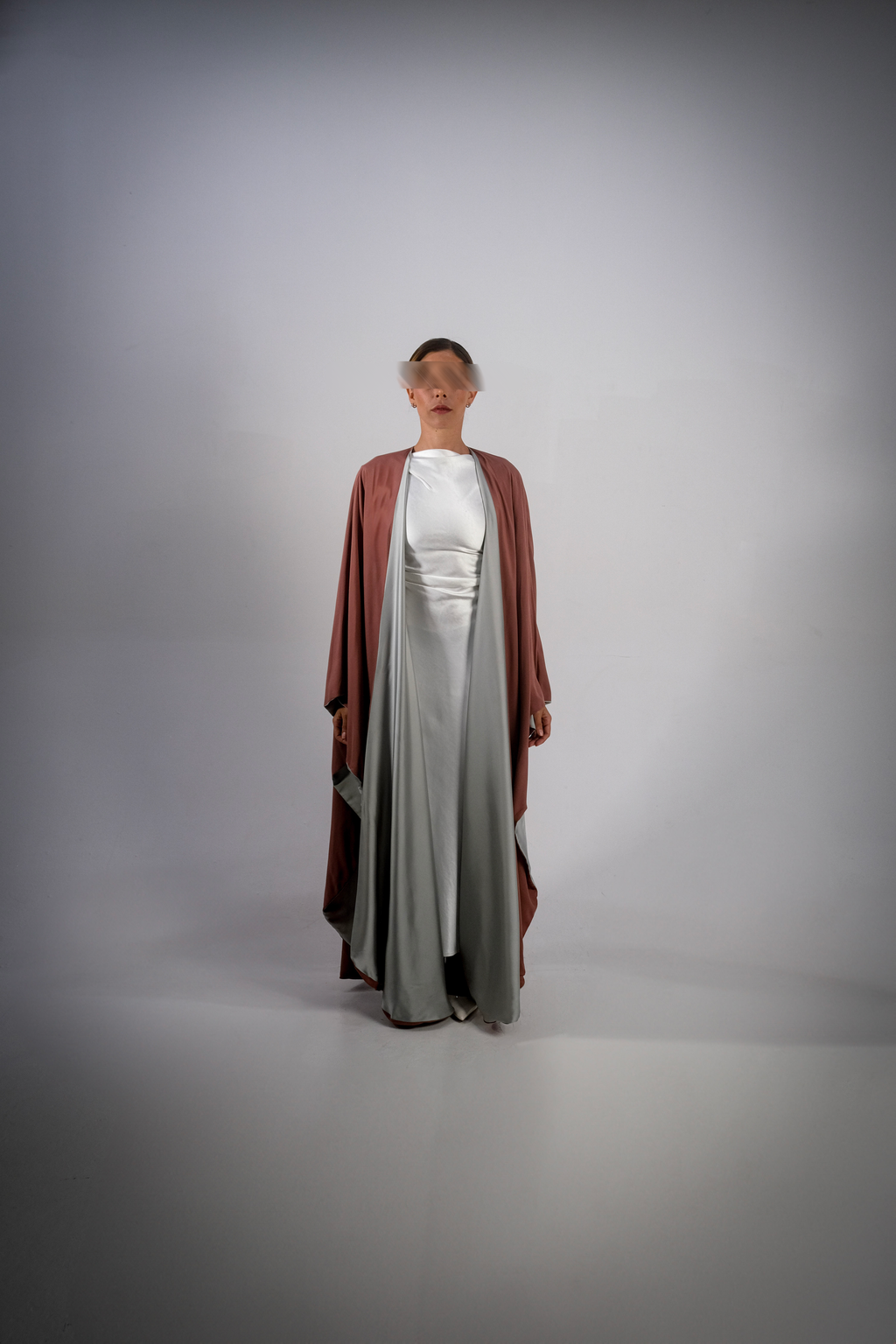 Silver Silky Satin Reversible Abaya