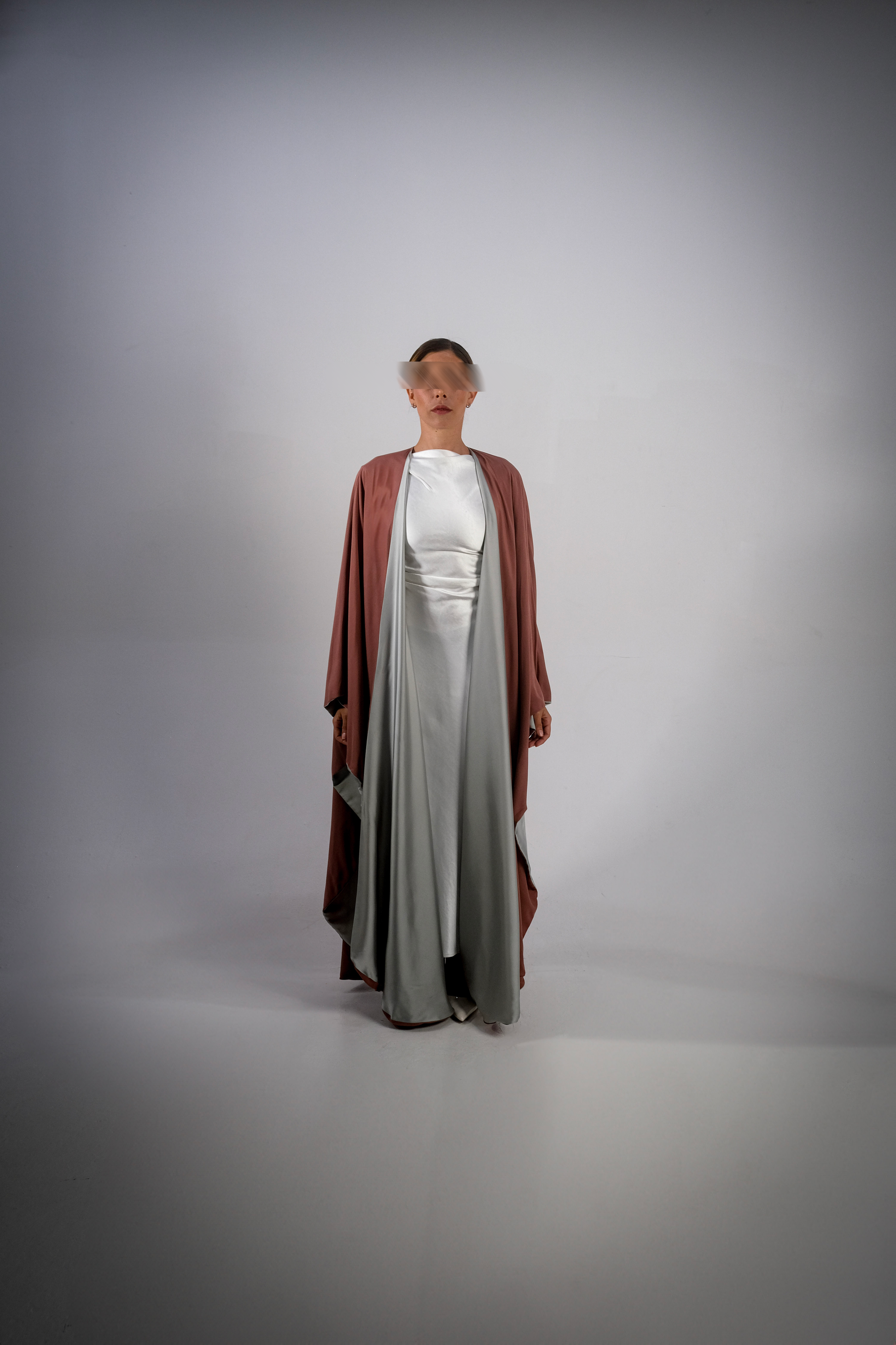Silver Silky Satin Reversible Abaya