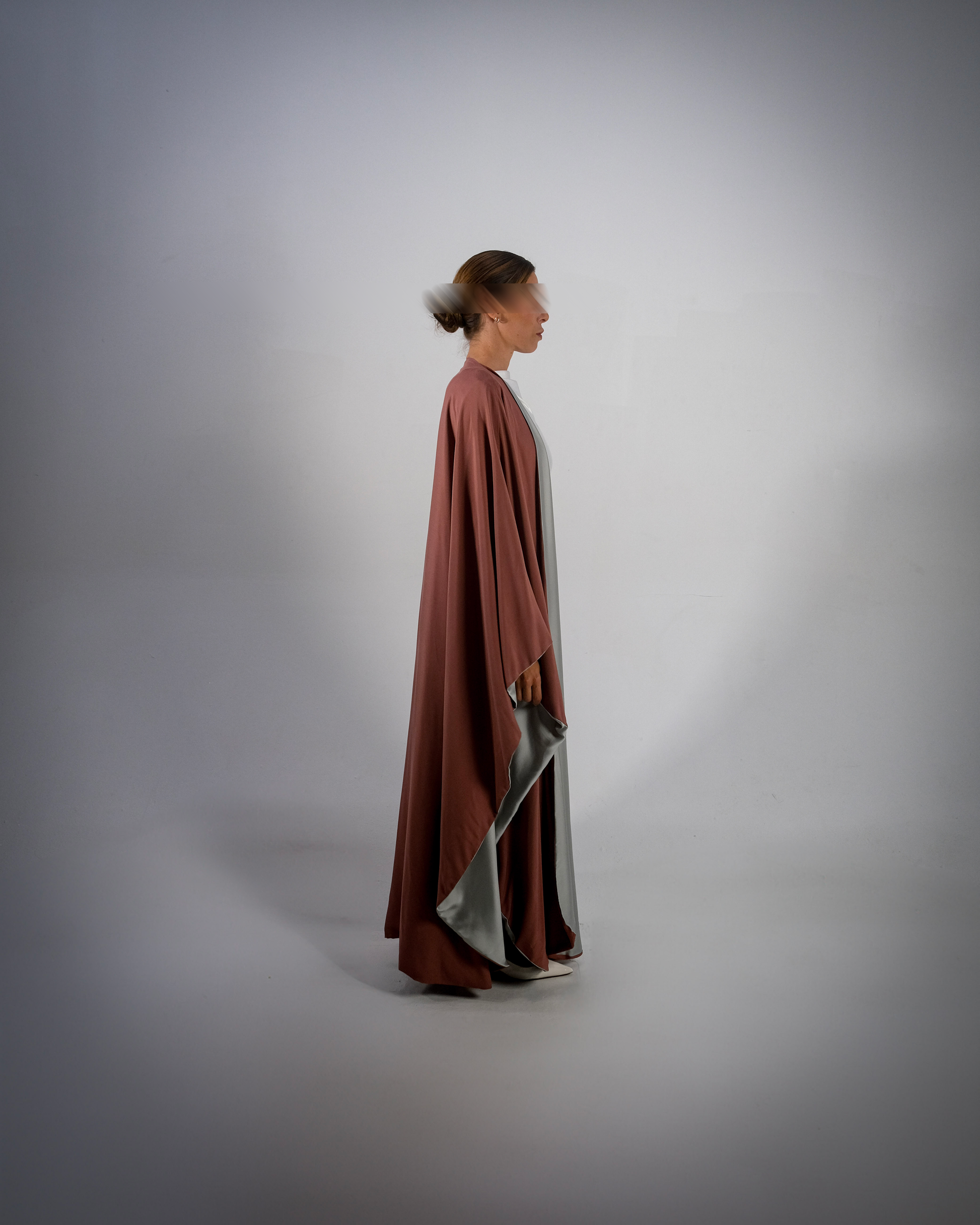 Silver Silky Satin Reversible Abaya