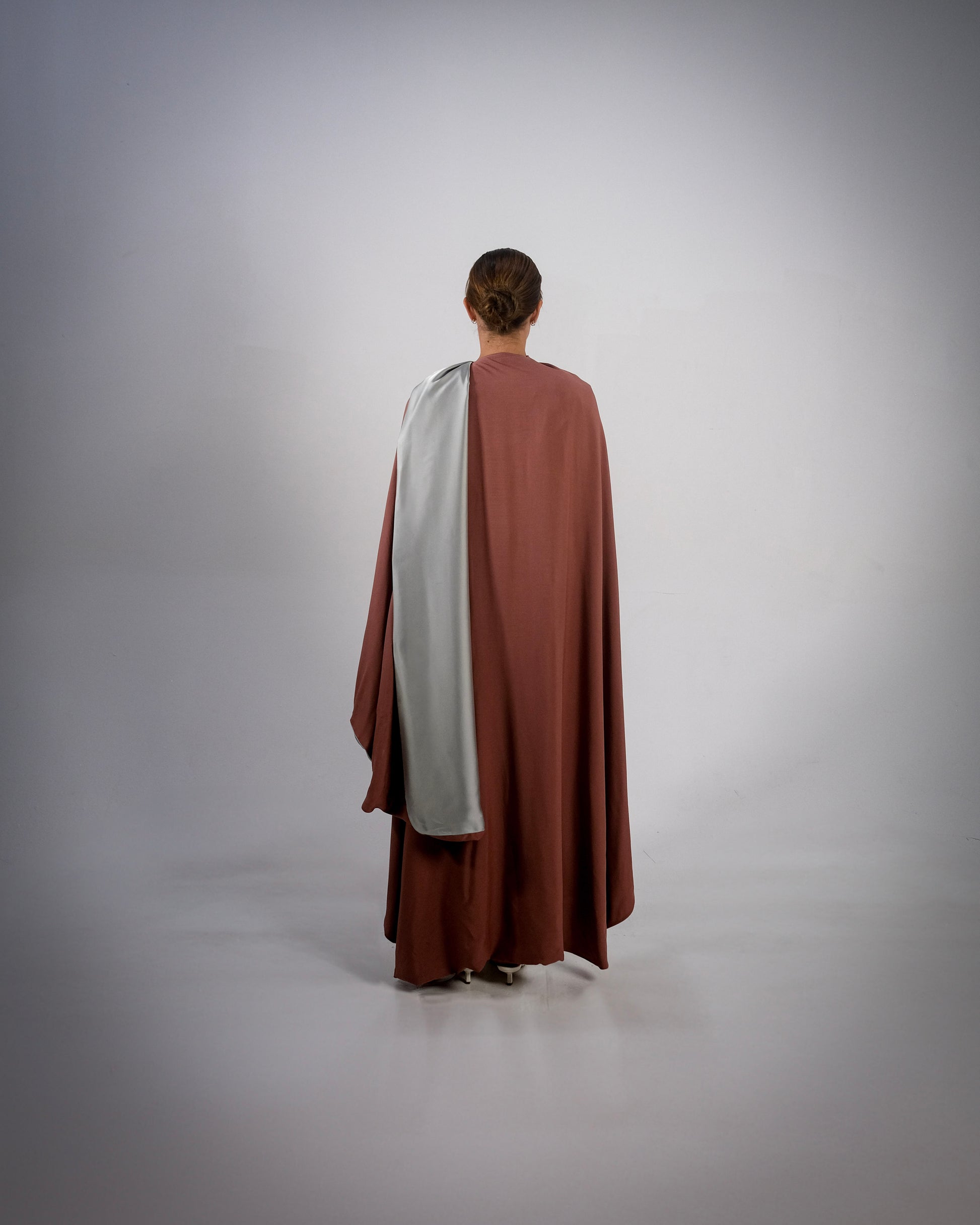 Silver Silky Satin Reversible Abaya