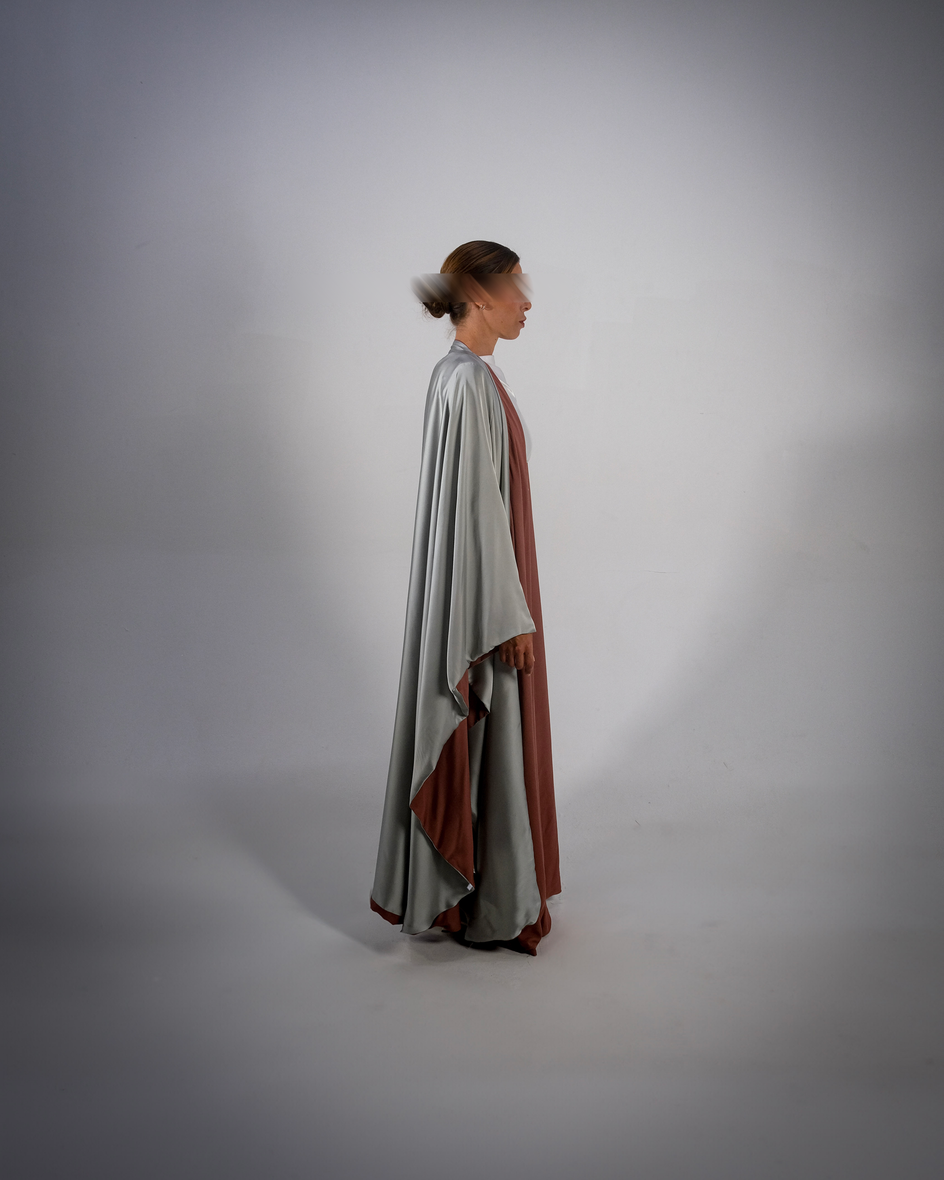 Silver Silky Satin Reversible Abaya