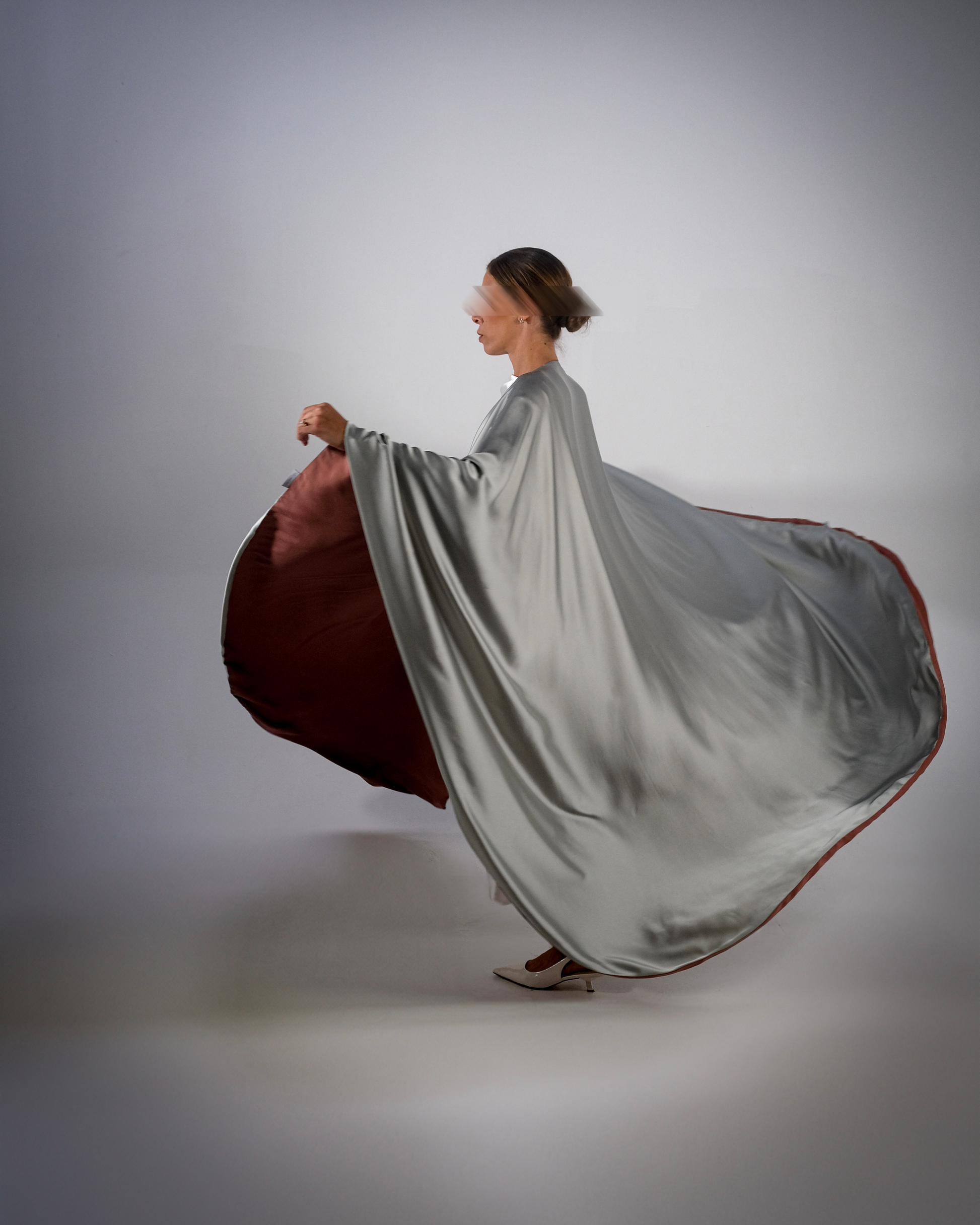 Silver Silky Satin Reversible Abaya