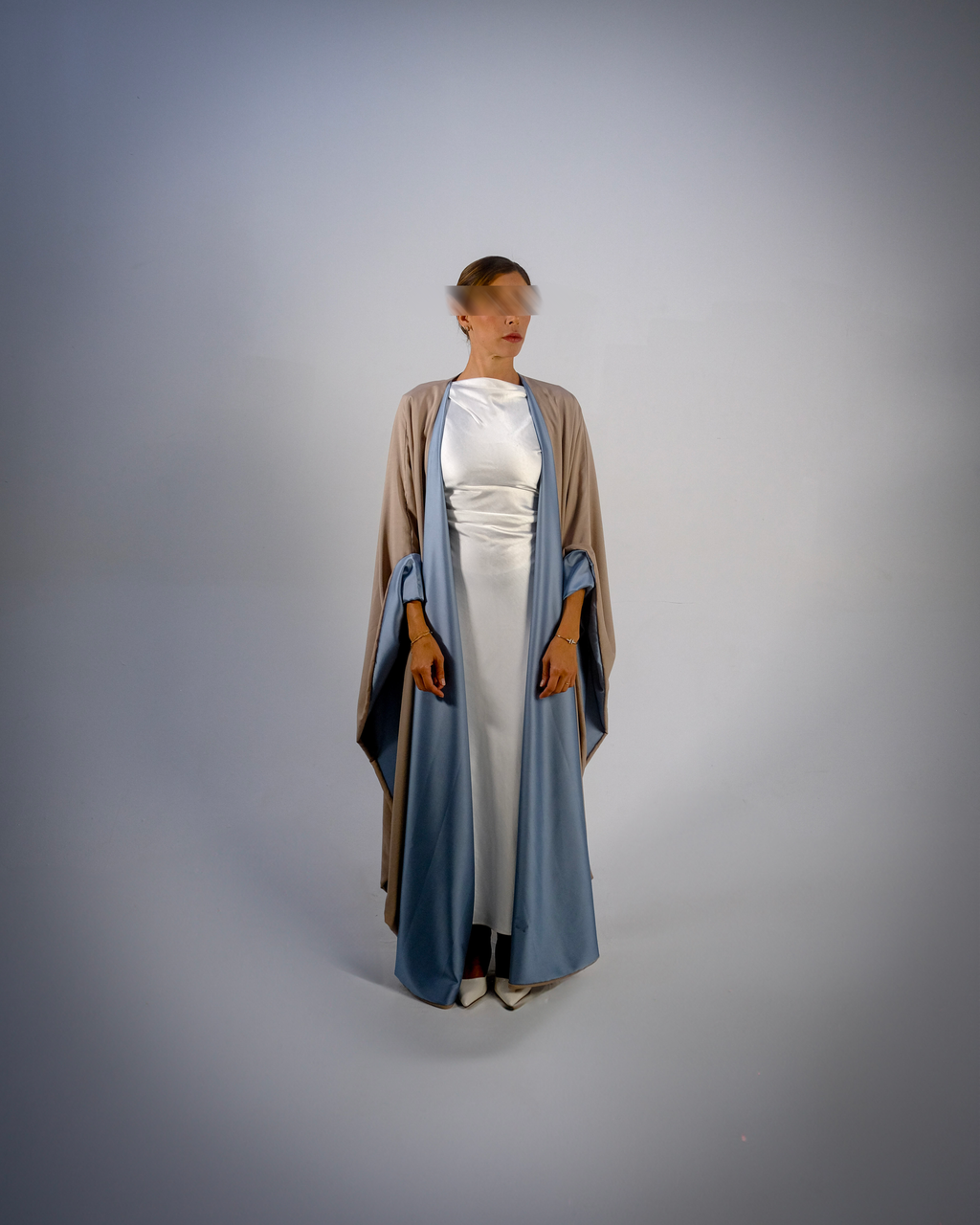 Ocean Blue Silky Satin Reversible Abaya
