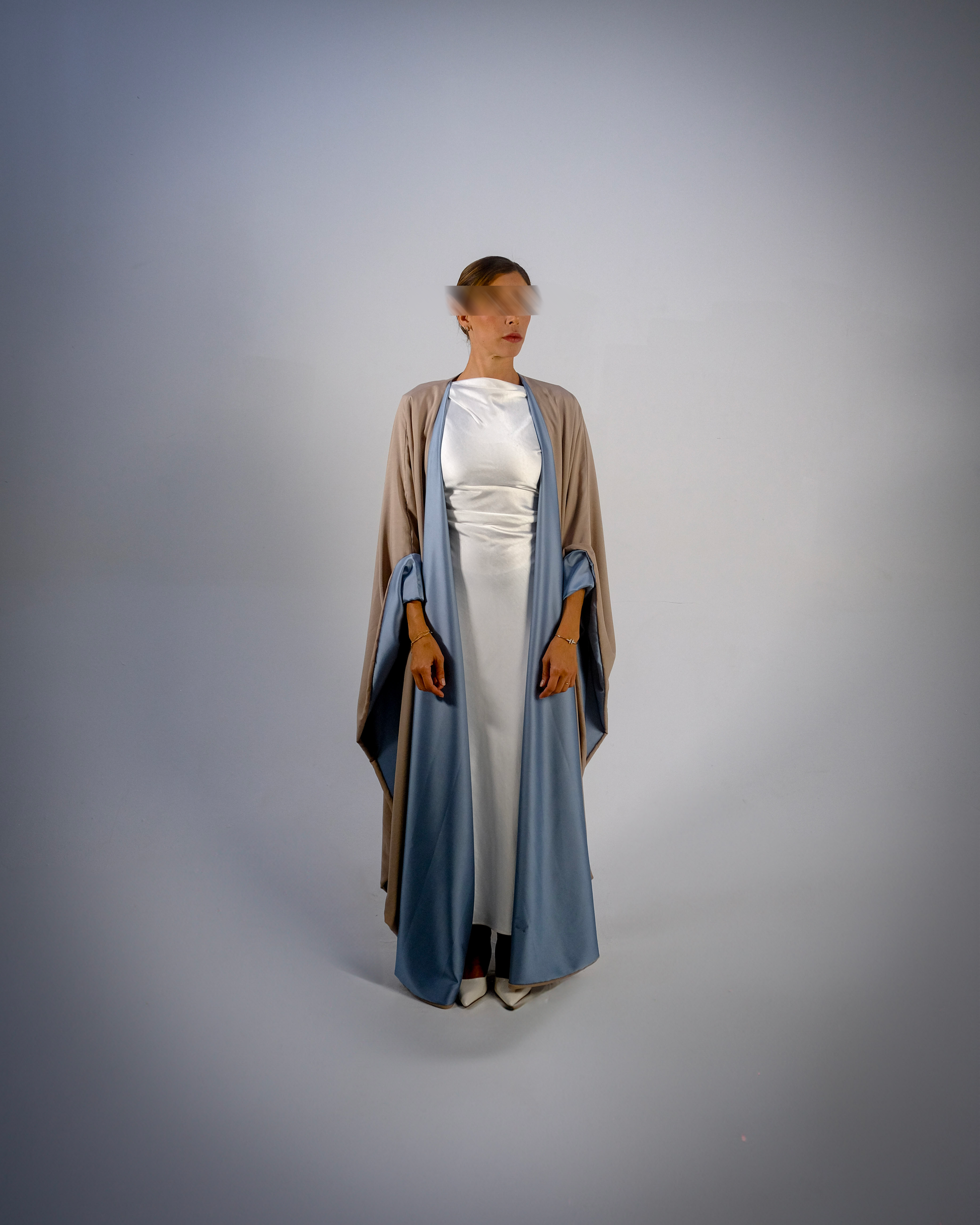 Ocean Blue Silky Satin Reversible Abaya